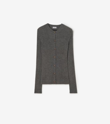 Cashmere Cardigan in Grey melange - Women | Burberry® Official