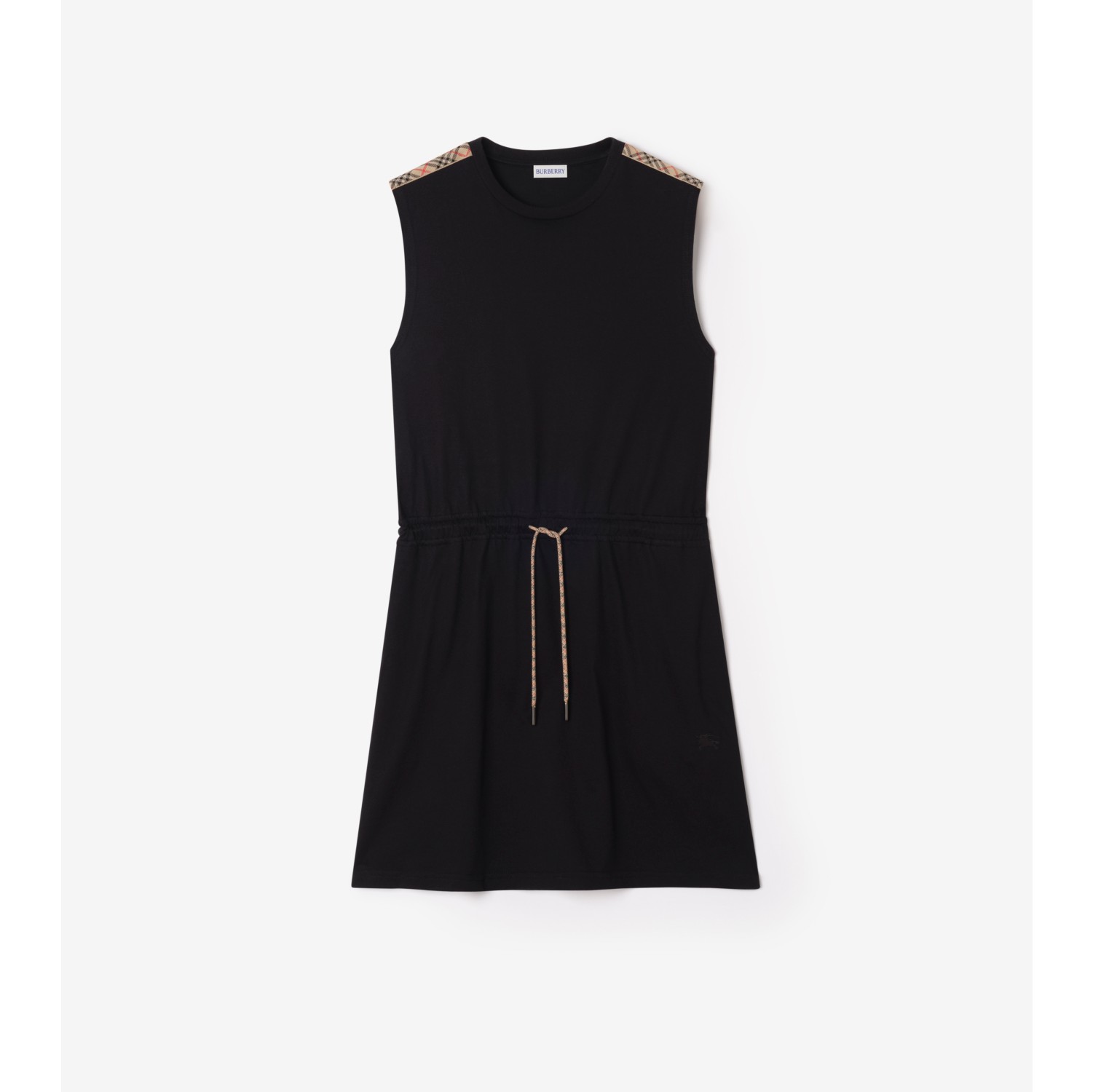 Check Trim Cotton Jersey Dress