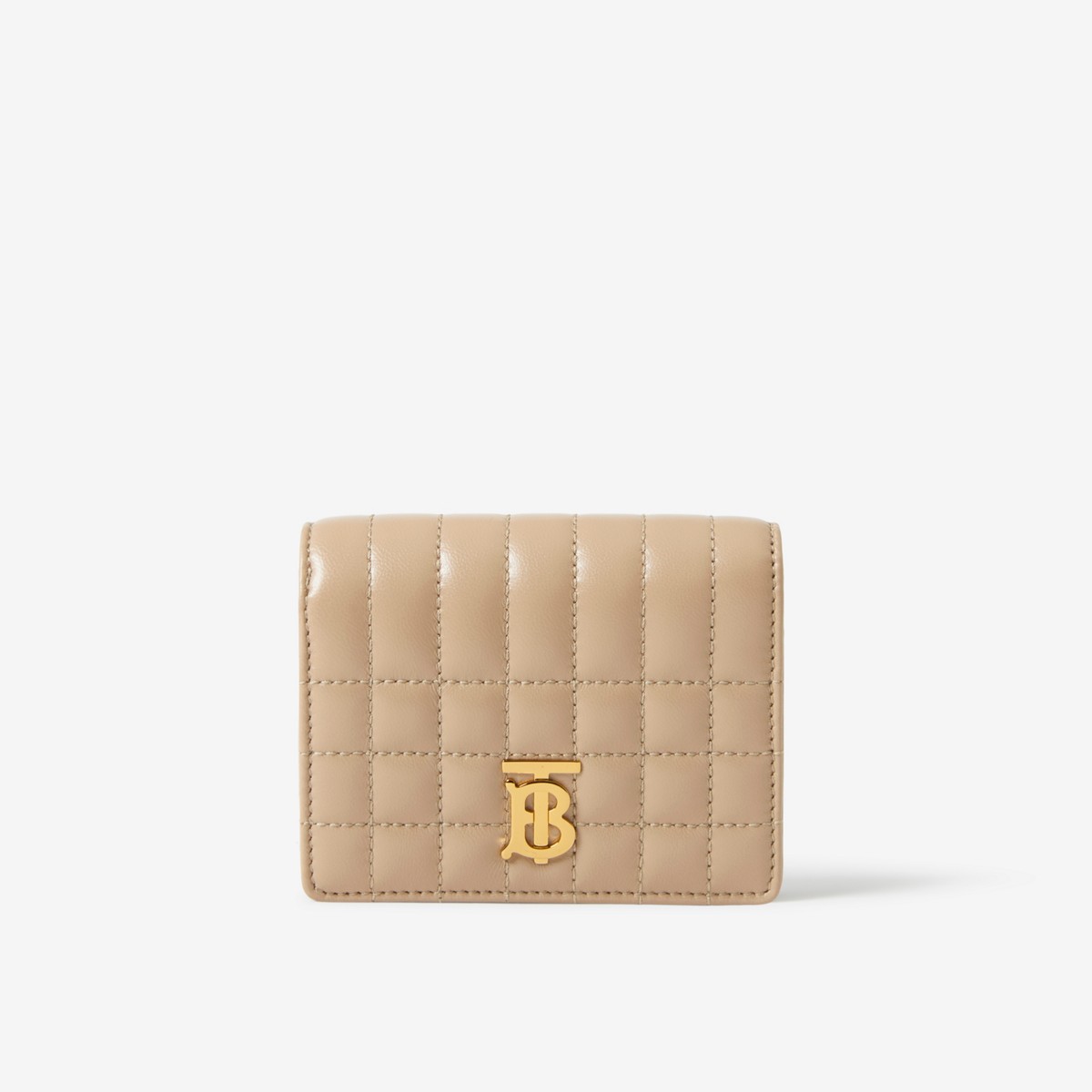 Burberry Quilted Leather Small Lola Folding Wallet In Oat Beige