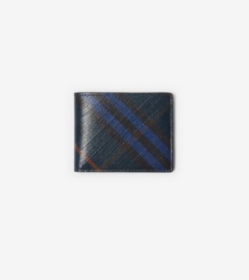Check Slim Bifold Wallet in Midnight - Men, Cotton, Linen | Burberry® Official