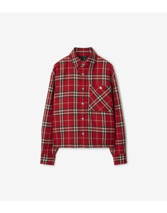 Camisa overshirt de lã em Check