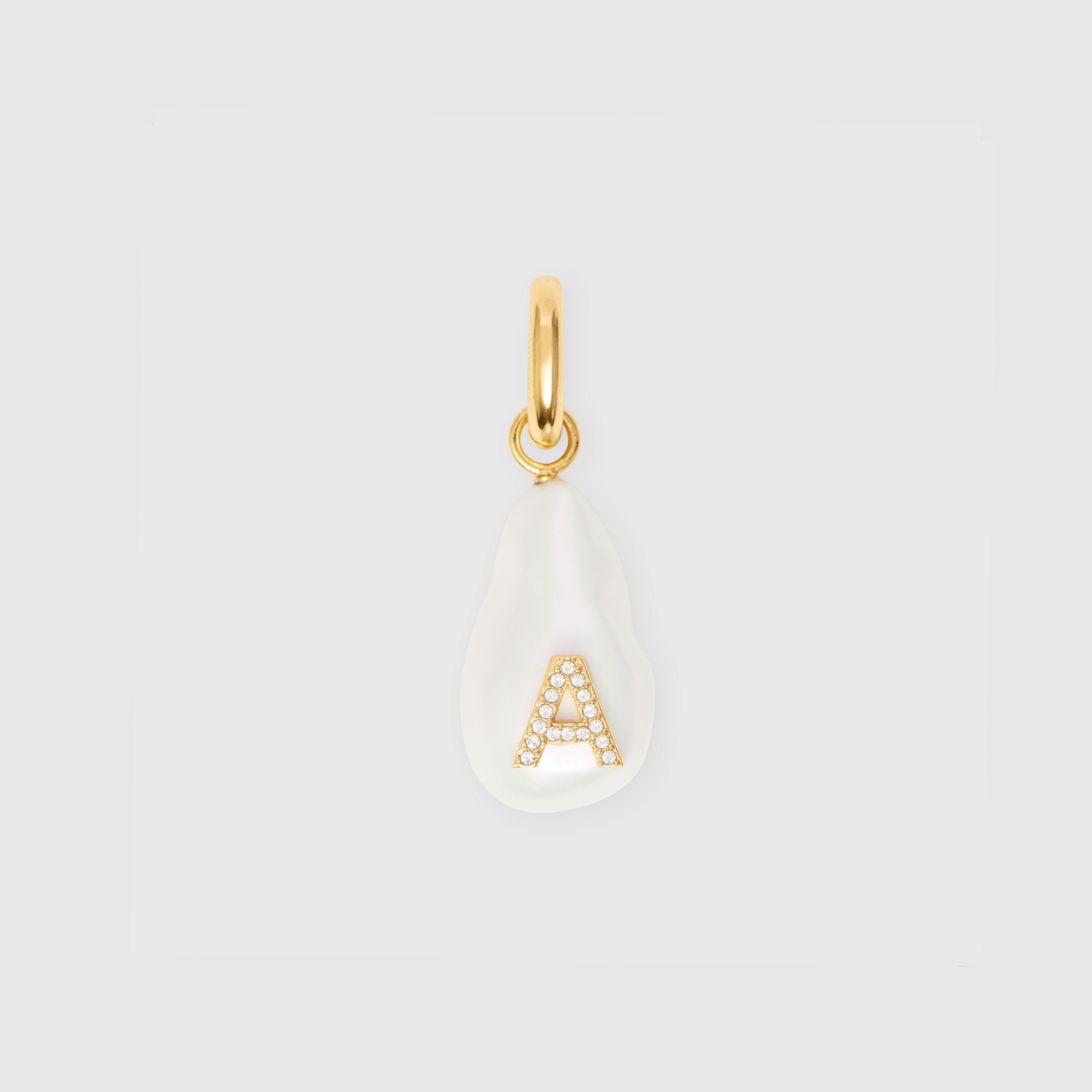 ‘A’ Crystal and Resin Pearl Letter Charm – Online Exclusive in Light Gold/mother-of-pearl - Women | Burberry® Official - 1