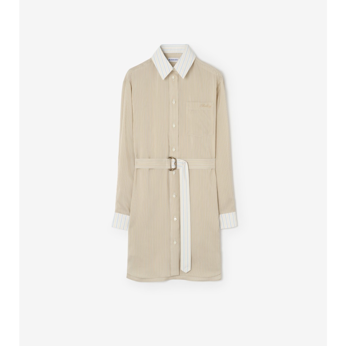  Stripe d Silk Poplin Shirt Dress