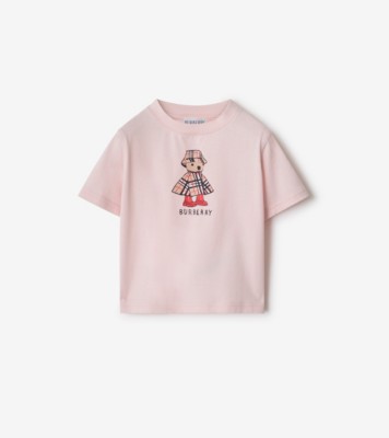 Rainy Day Bear Cotton T-shirt in Ice pink | Burberry® Official