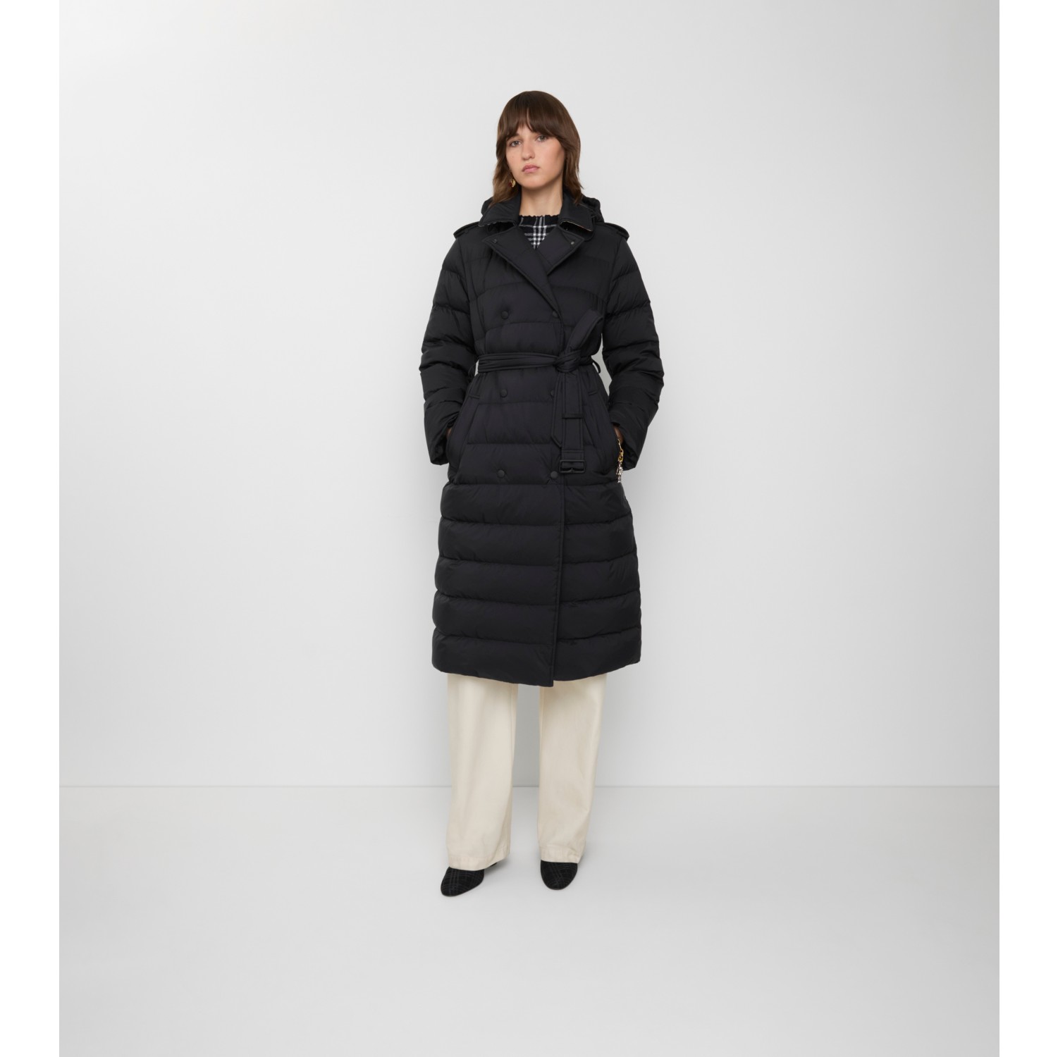 Long Nylon Hooded Puffer Coat