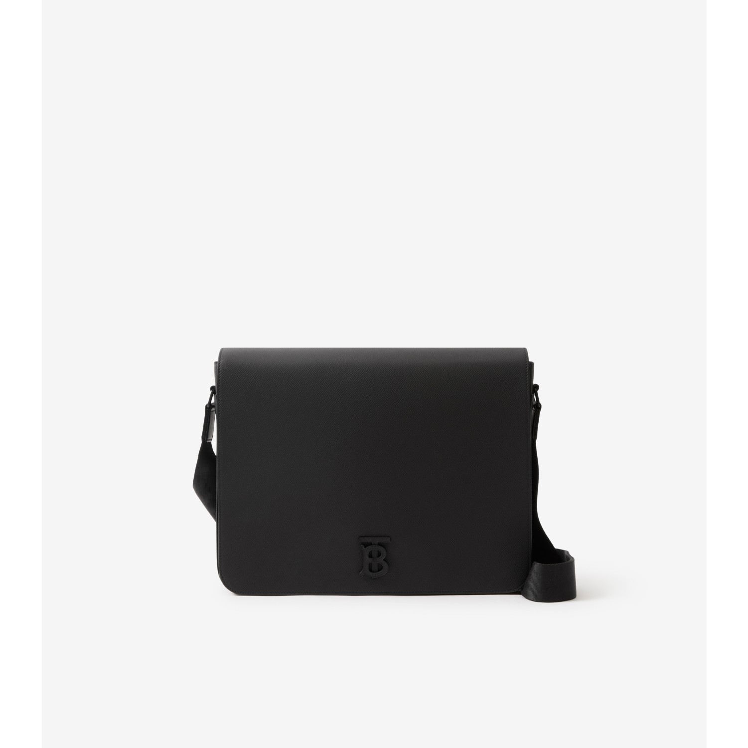 Leather Medium Alfred Messenger Bag in Black - Men