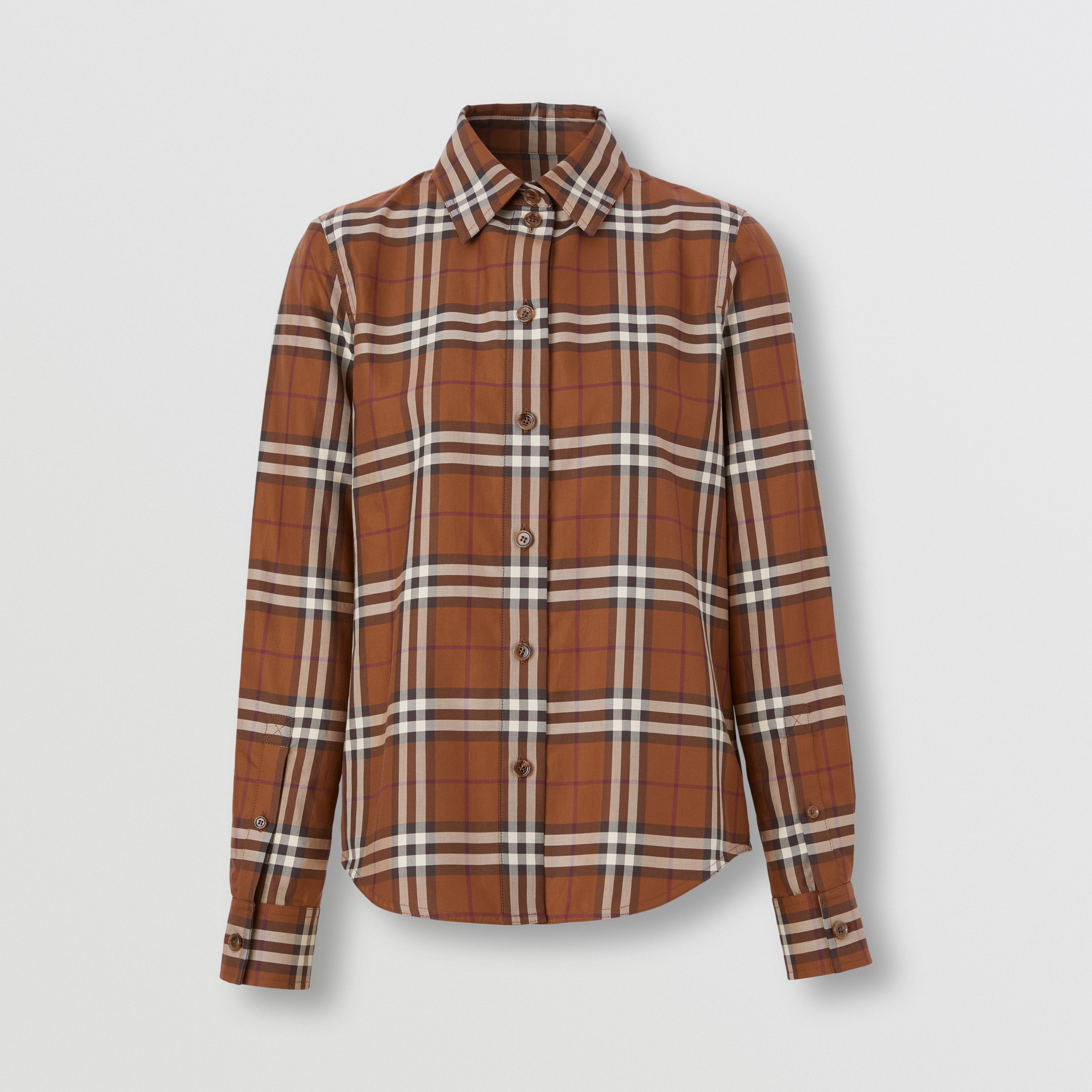 Vintage Check Cotton Shirt in Dark Birch Brown - Women | Burberry® Official - 1
