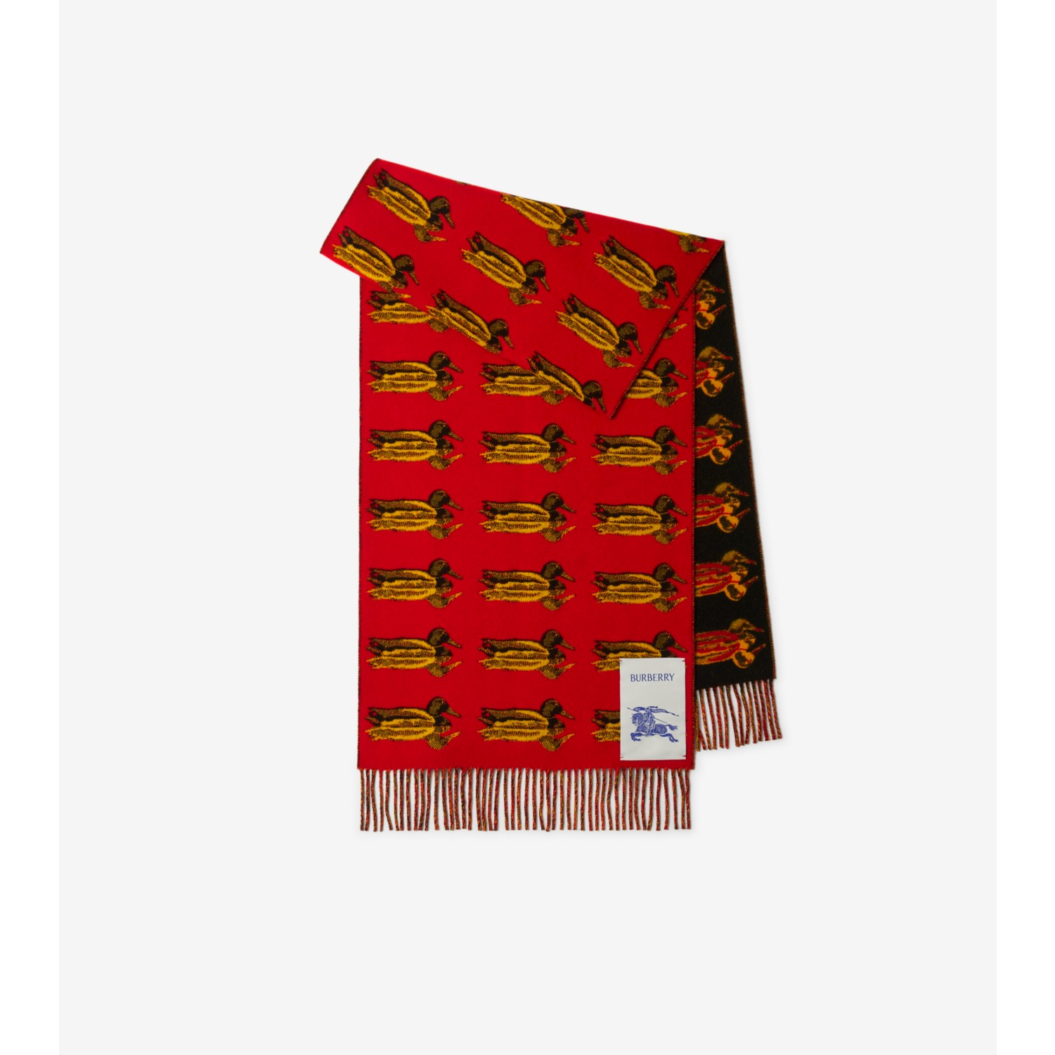 Bufanda en lana y cachemir con patos Rojo buz n Burberry oficial