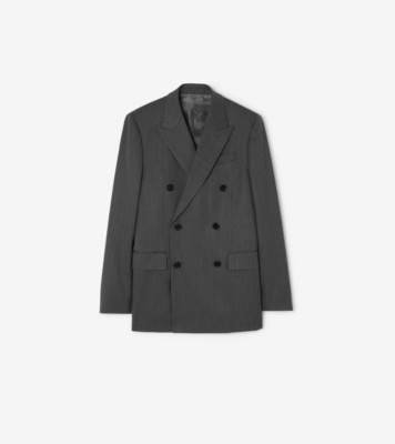 ヘリンボーン ウール テーラードジャケット (ライトアイロングレー