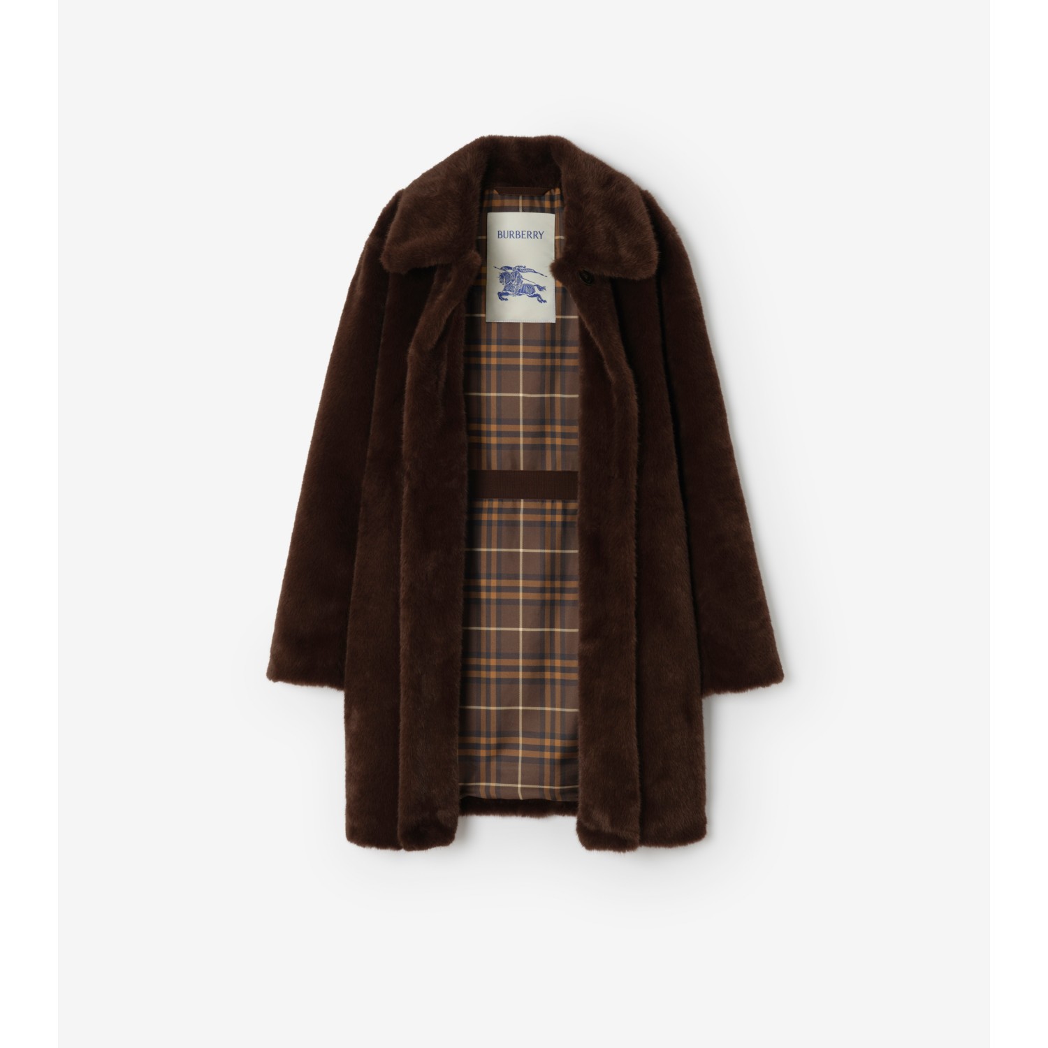Short Belted Faux-fur Car Coat - thumbnail 5