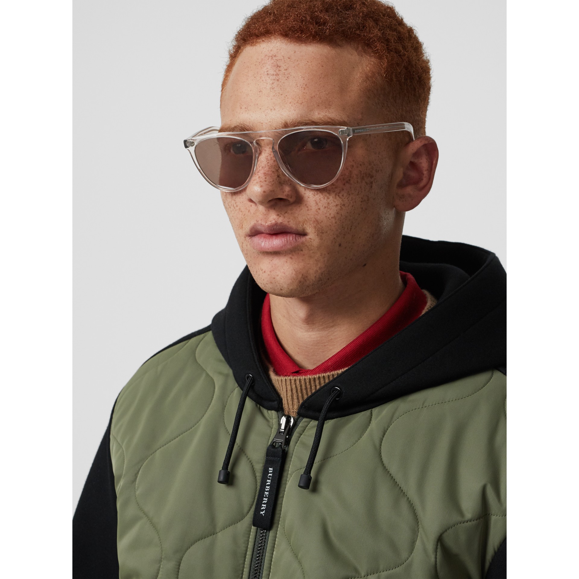 Keyhole D-shaped Sunglasses in Grey - Men | Burberry United States
