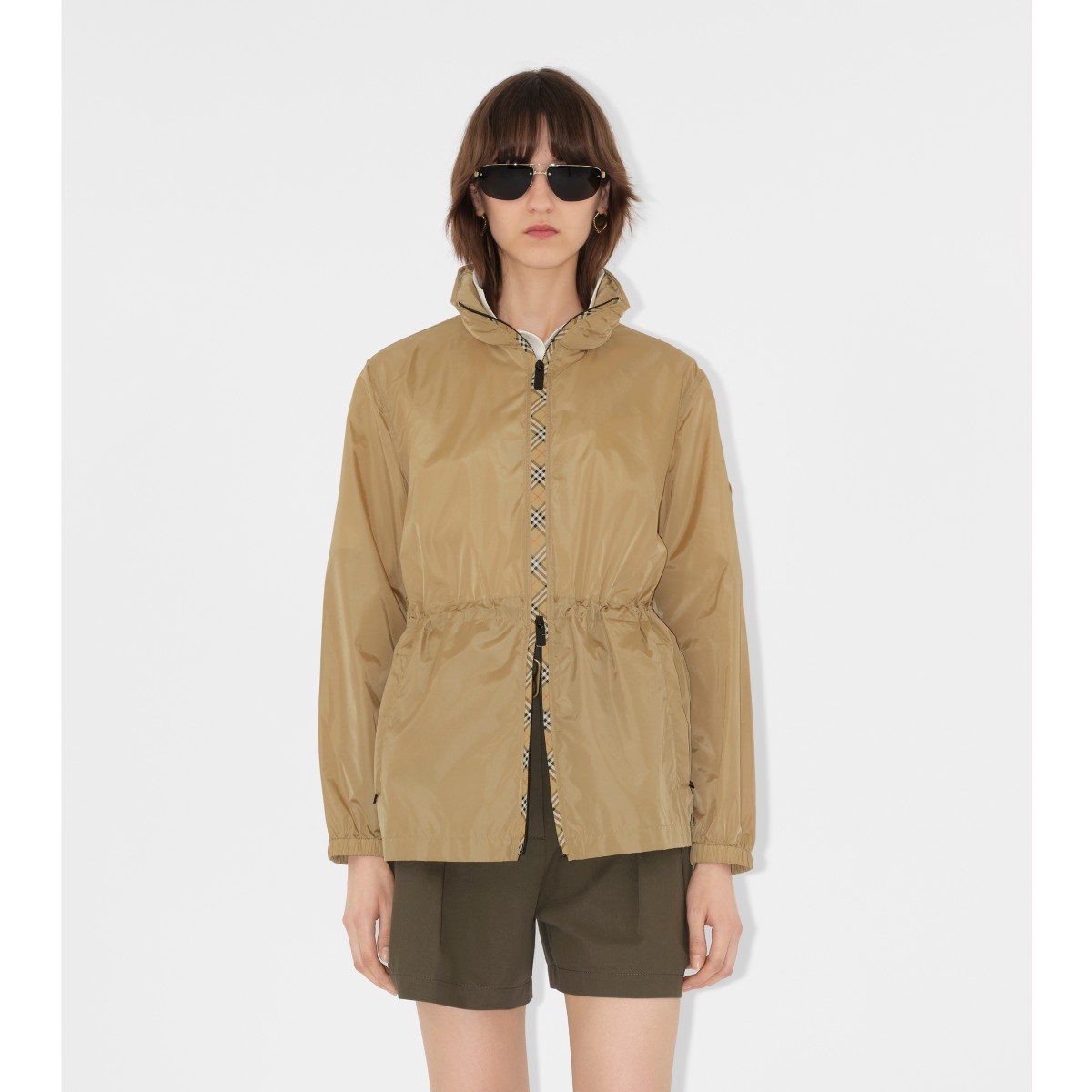  Check Short er-tape Nylon Parka