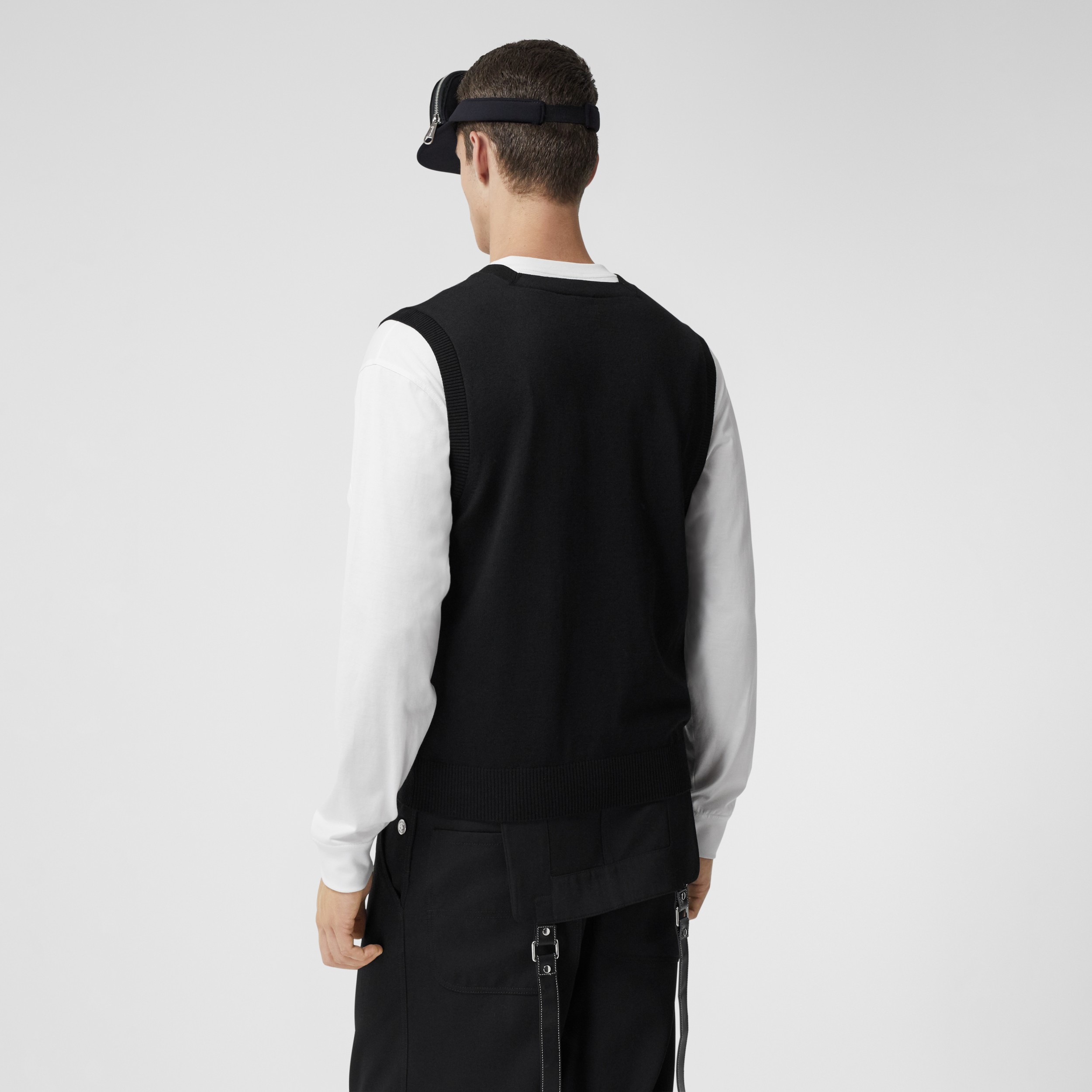 Cut-out Detail Wool Square-neck Vest in Black - Men | Burberry United ...