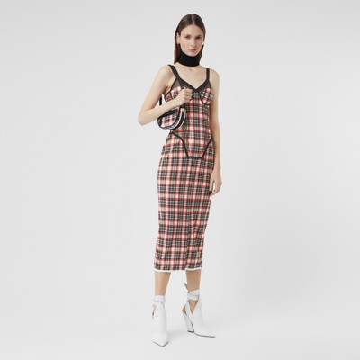 red and black check frock