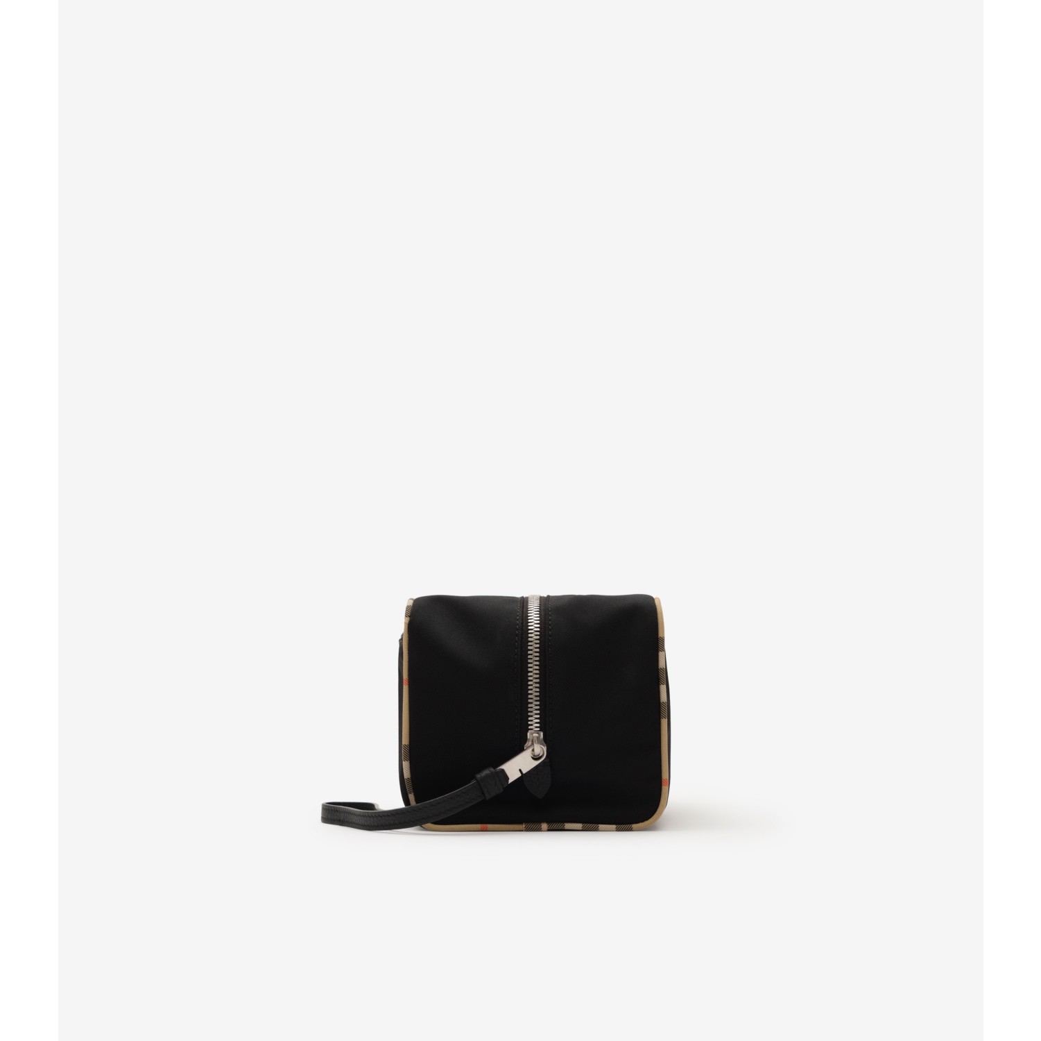 Large Check Trim Travel Pouch in Black - Men, Technical | Burberry