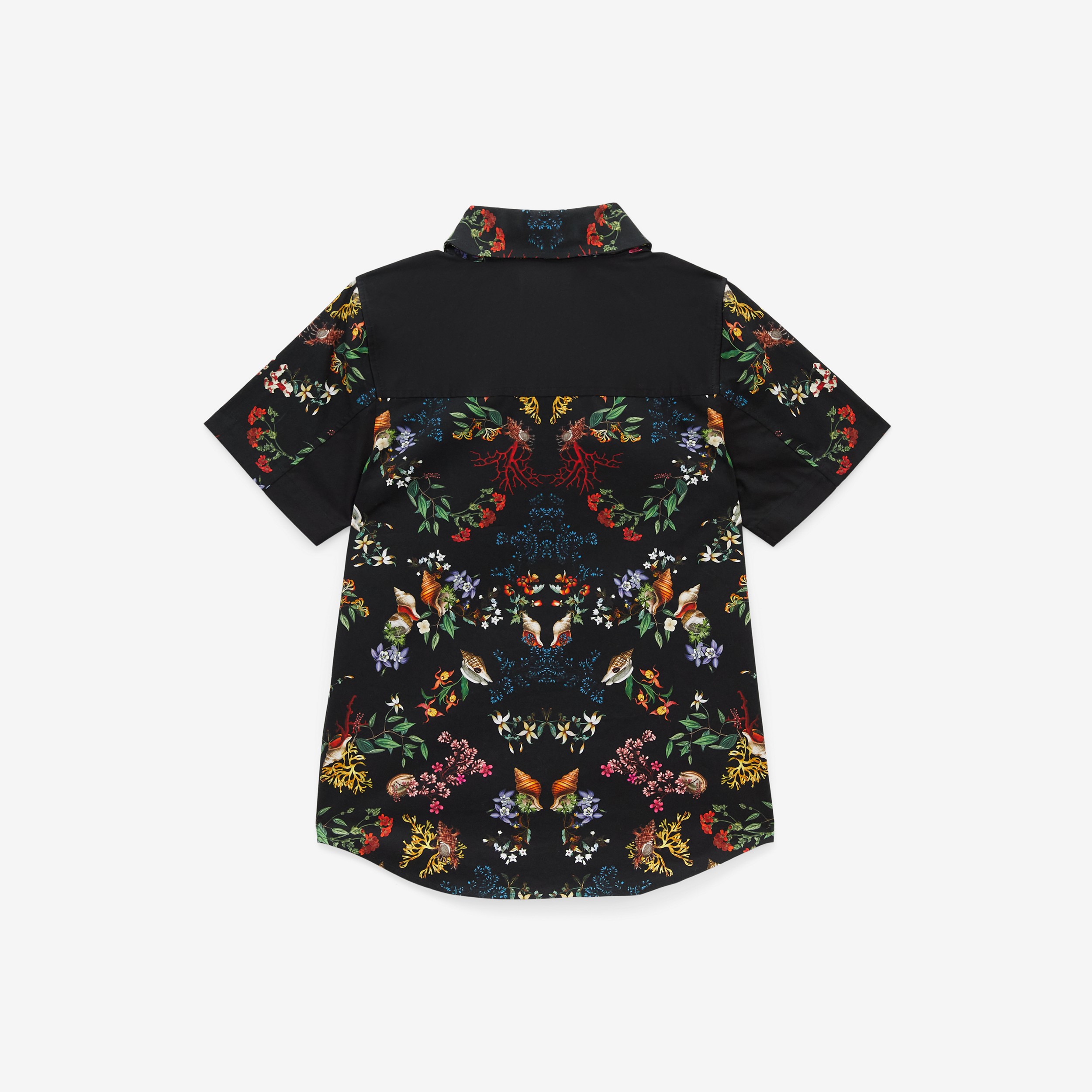 短袖珊瑚印花棉质衬衫 (黑色) | Burberry® 博柏利官网 - 2