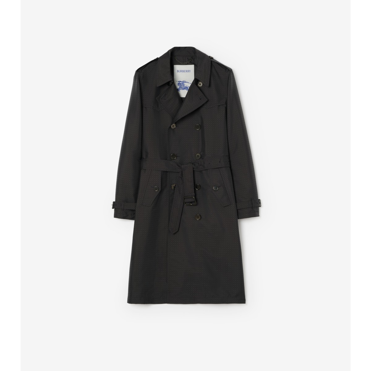  Long Geometric Nylon Blend Foxfield Trench Coat