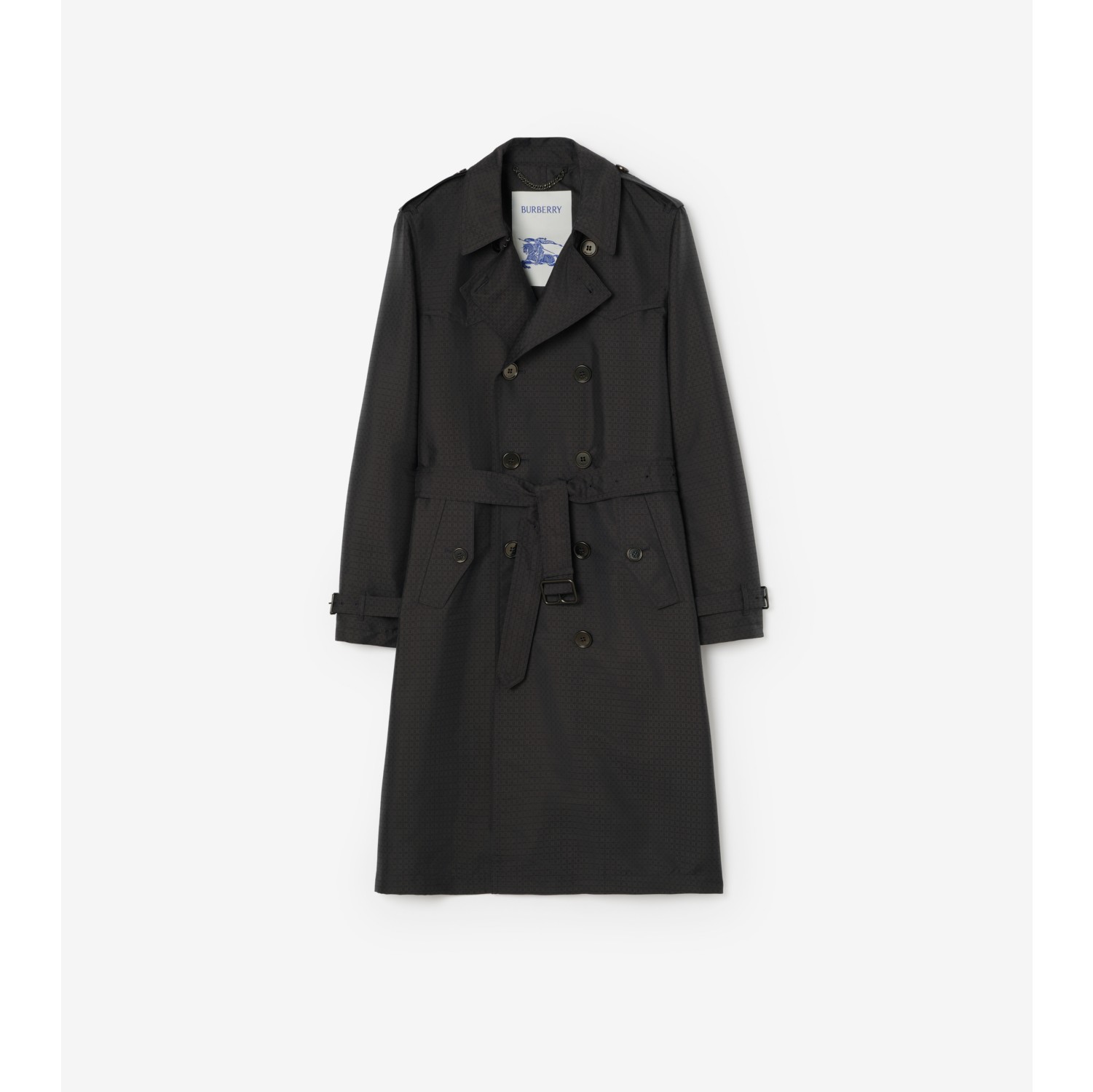 Long Geometric Nylon Blend Foxfield Trench Coat