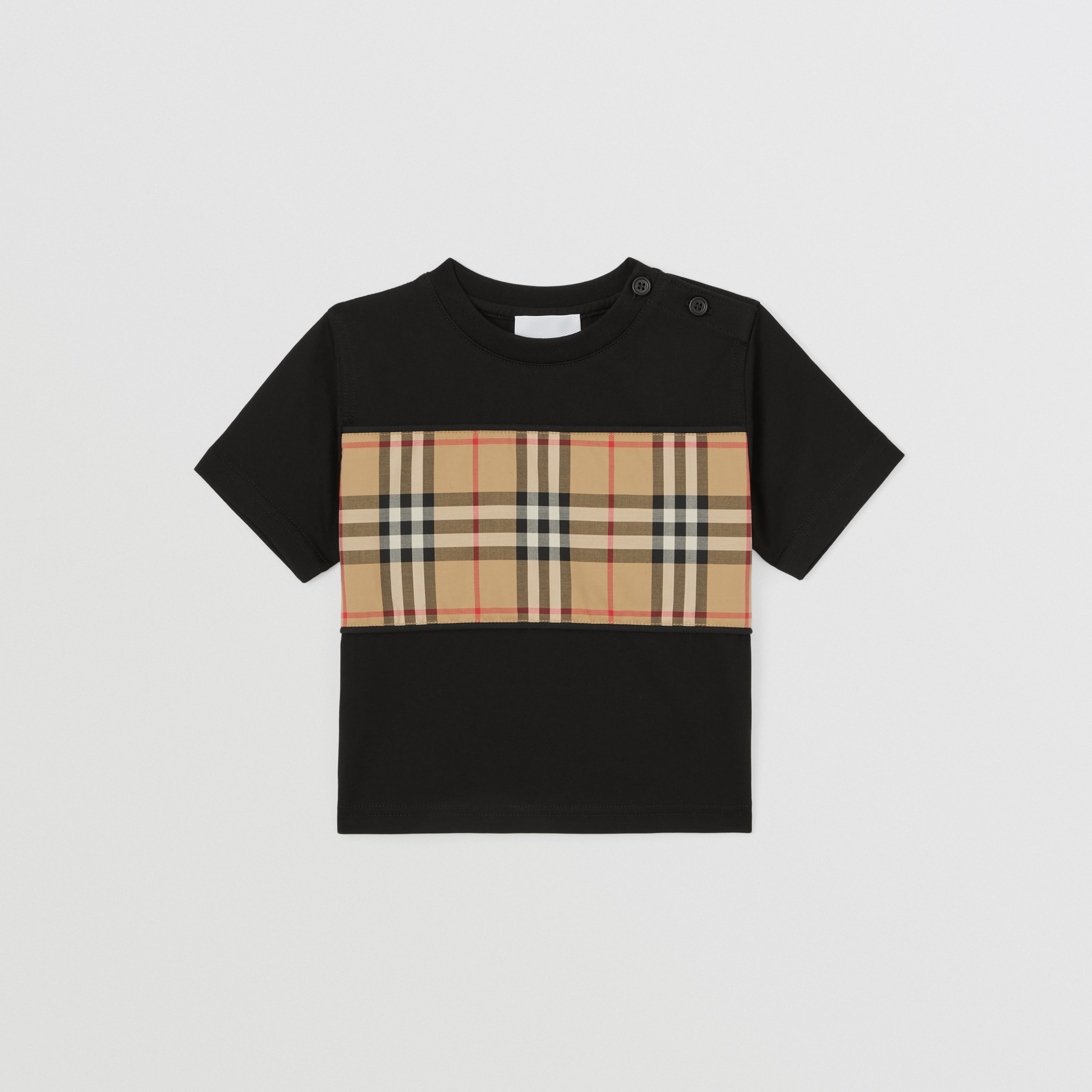Vintage 格纹裁片棉质 T 恤衫 (黑色) - 儿童 | Burberry® 博柏利官网 - 1