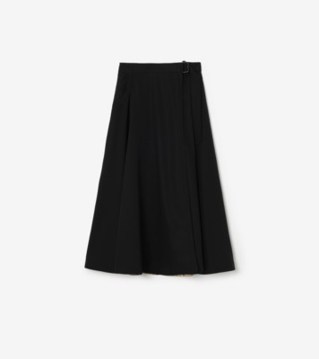 Wool Twill Midi Skirt in Black - Women | Burberry® Official