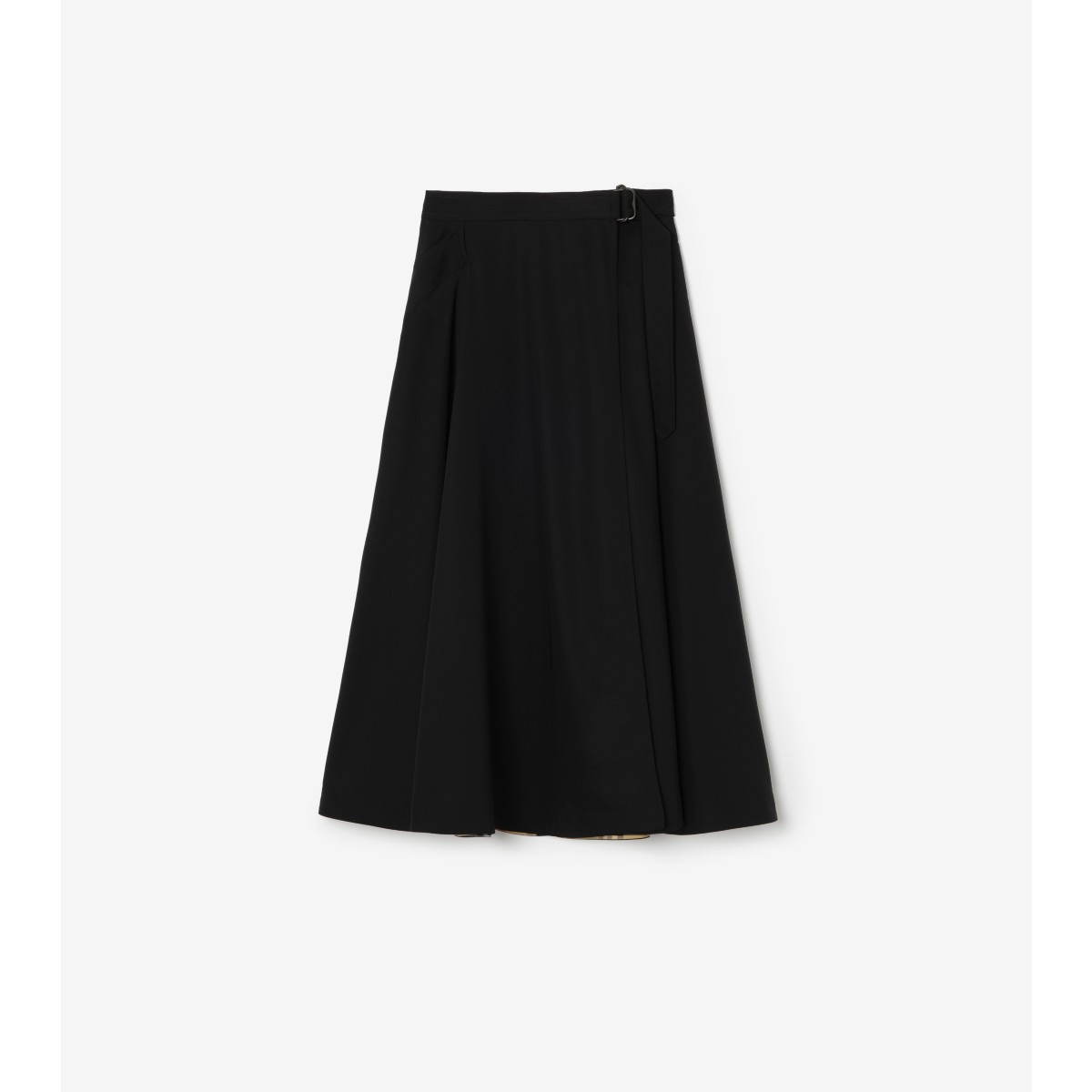  Check Twill Midi Skirt