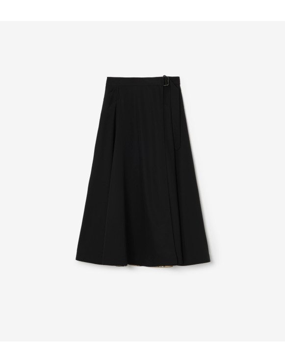 Wool Twill Midi Skirt