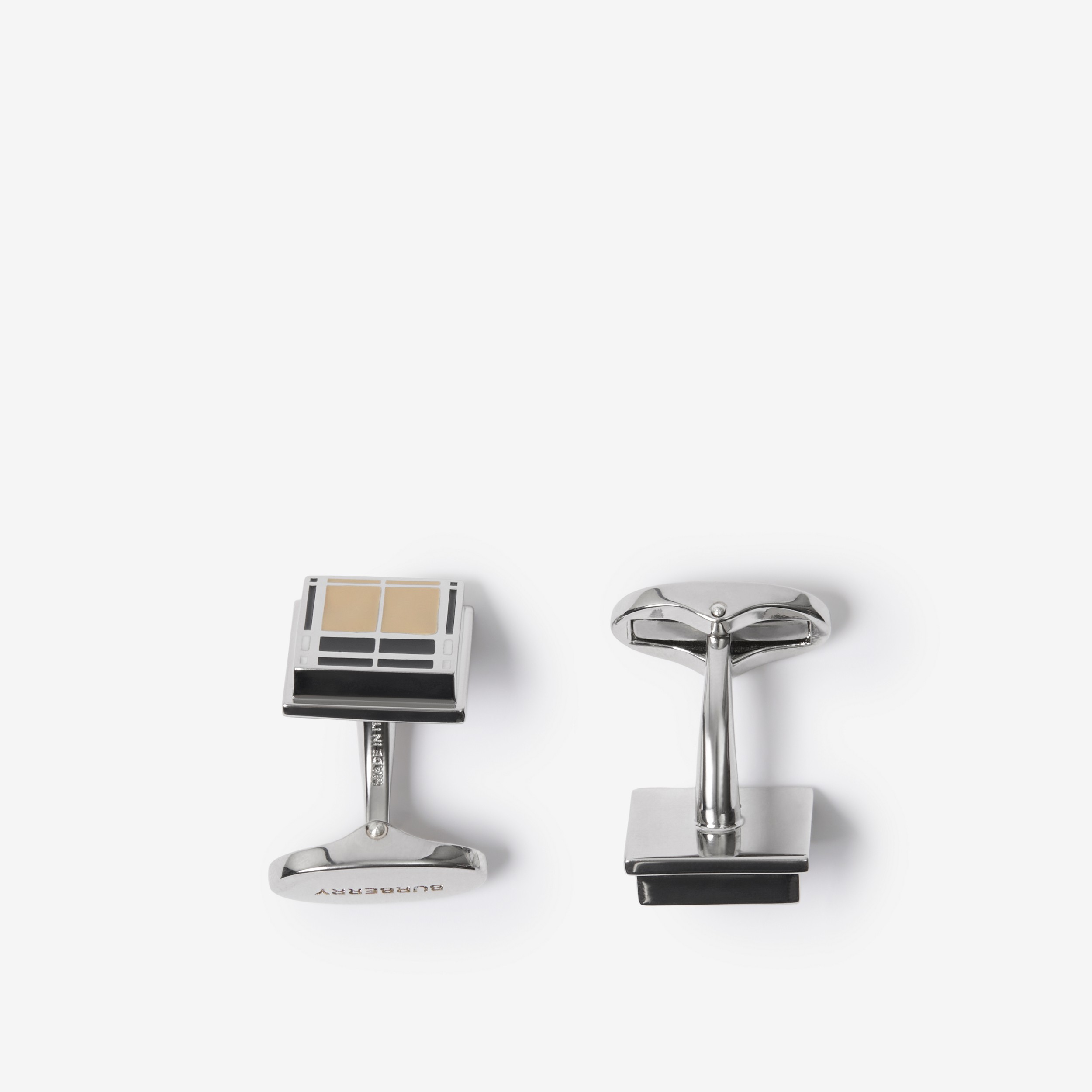 Check Palladium-plated Square Cufflinks in Archive Beige/palladium | Burberry® Official - 2