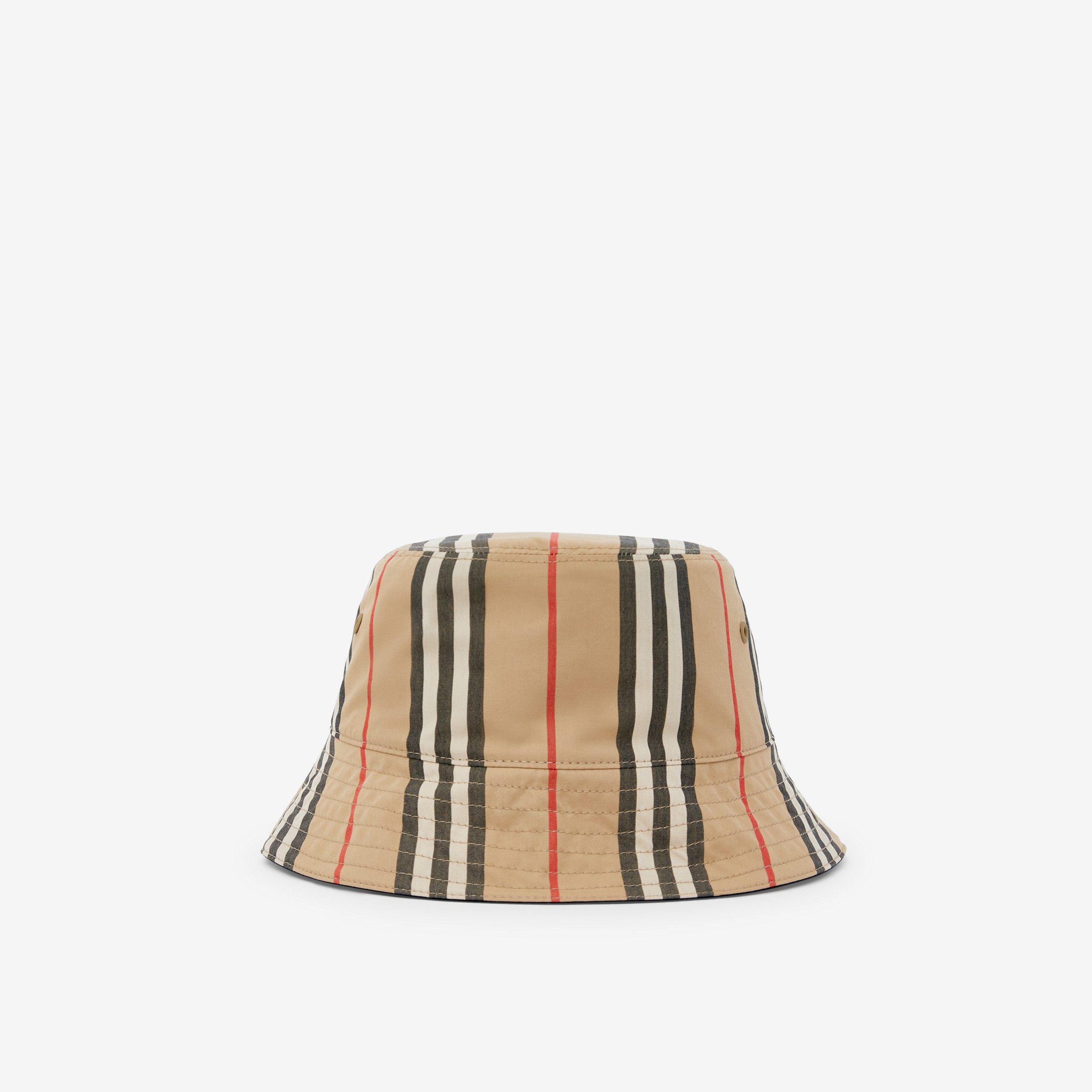 Reversible Icon Stripe Cotton Bucket Hat in Archive Beige/black | Burberry® Official - 1