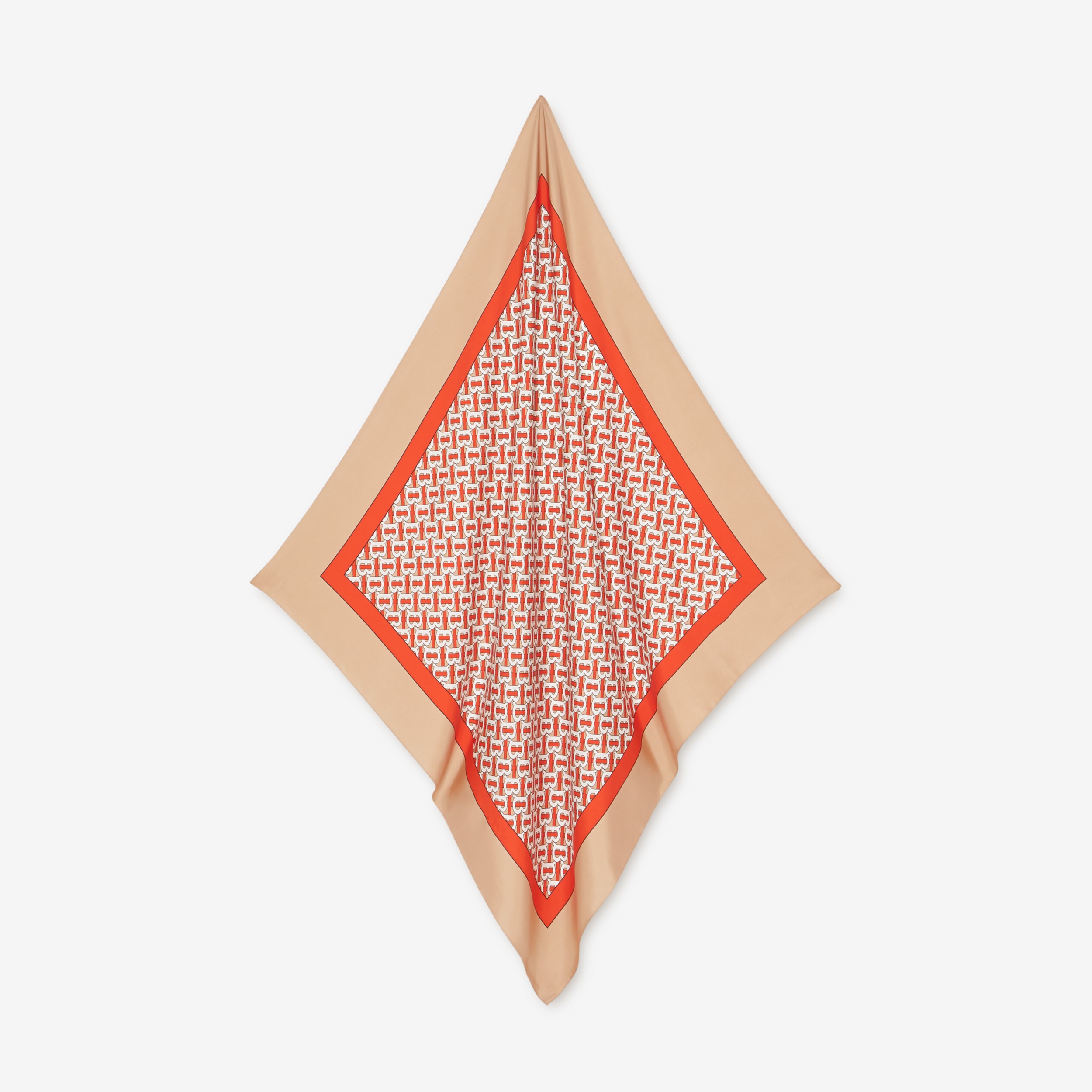 Monogram Print Silk Square Scarf in Vermilion | Burberry® Official - 2