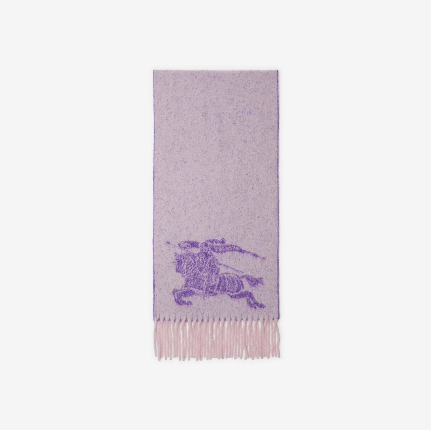 马术骑士徽标羊驼毛羊毛混纺围巾 (柔雾色) | Burberry® 博柏利官网