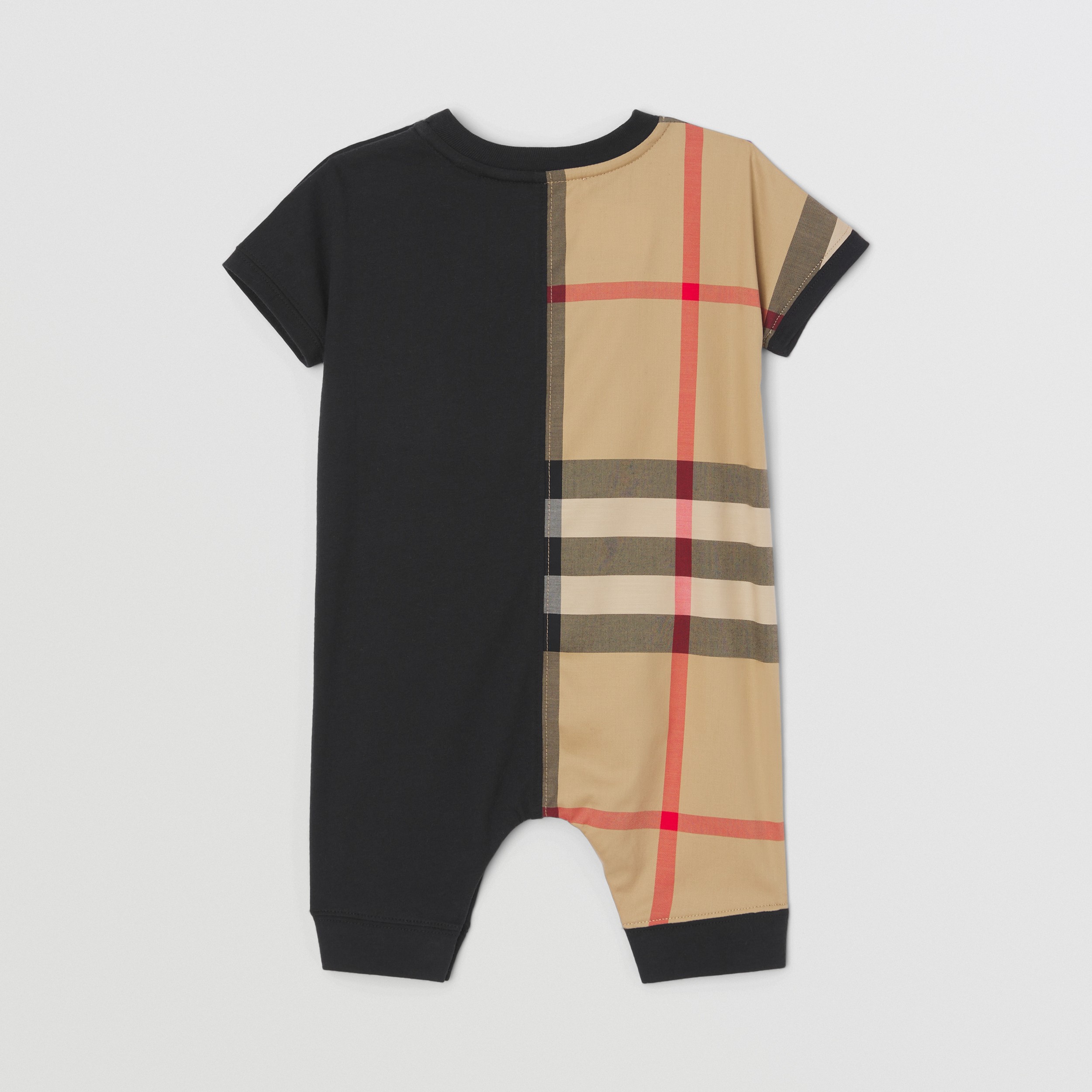 Check Panel Cotton Playsuit in Black - Children | Burberry® Official - 3