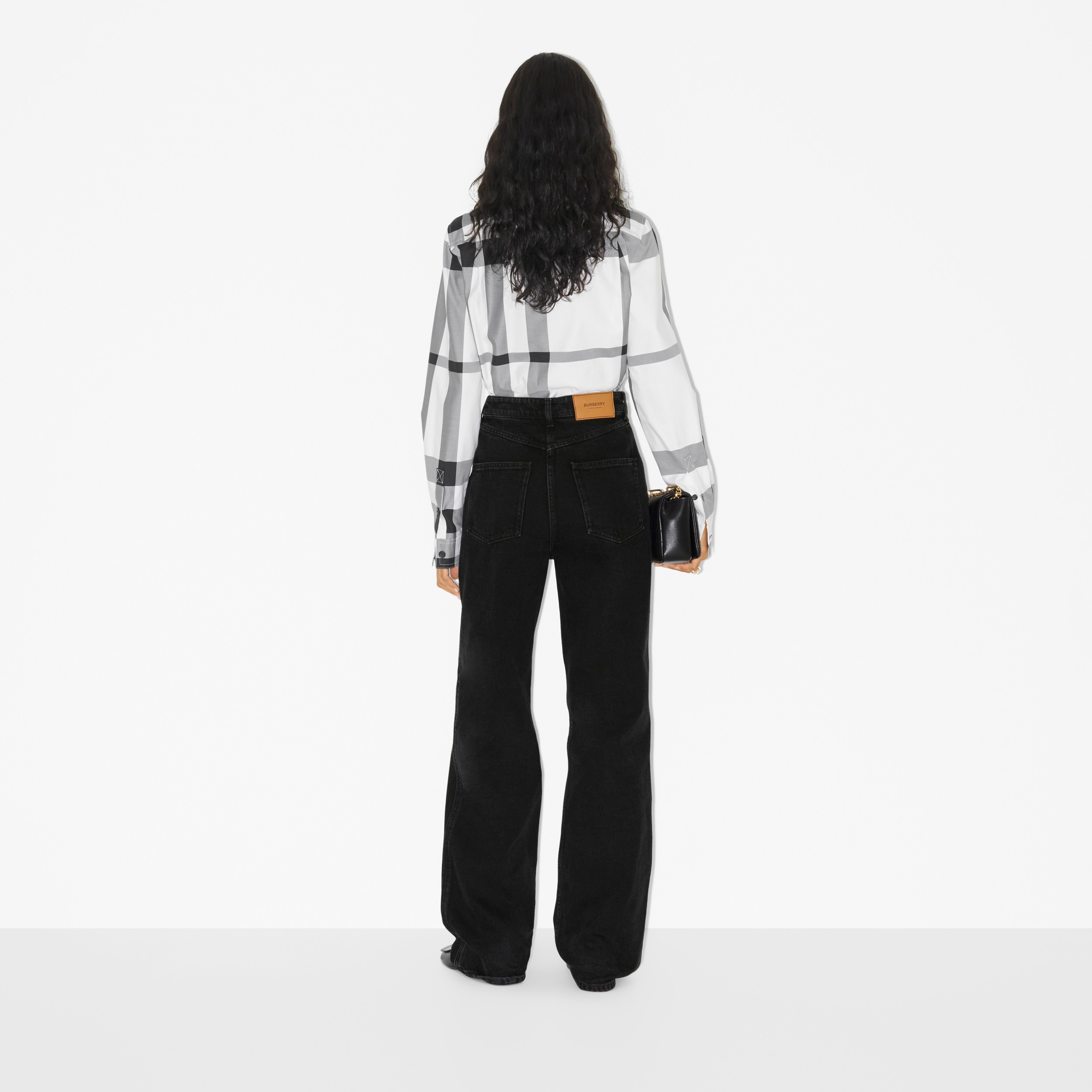 Check Cotton Shirt in Monochrome - Women | Burberry® Official - 4