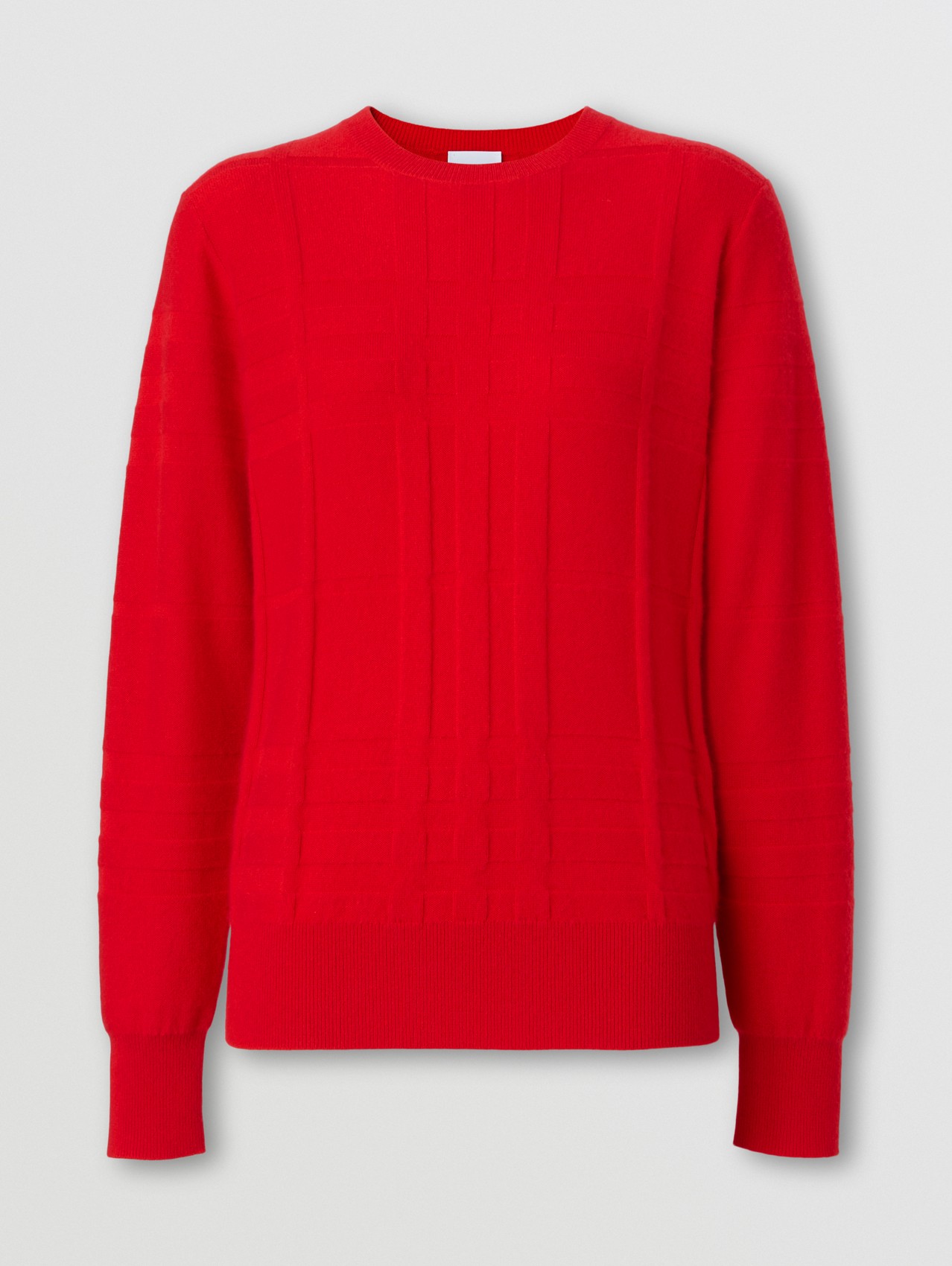 Pullover in cashmere con motivo tartan lavorato a maglia (Rosso Intenso)