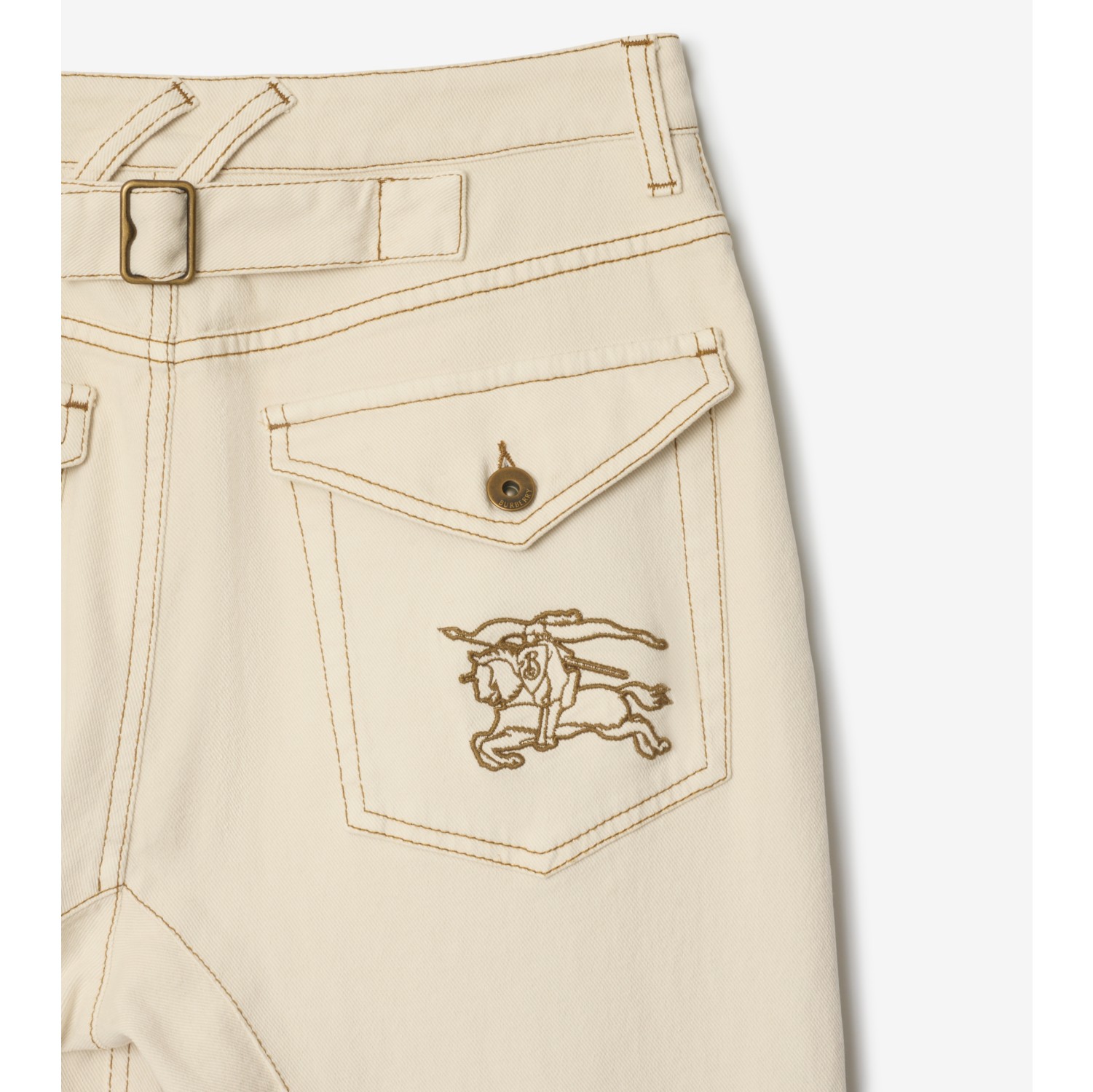 High Rise Bootcut Jeans in Ceramic white - Women, Cotton | Burberry® Official