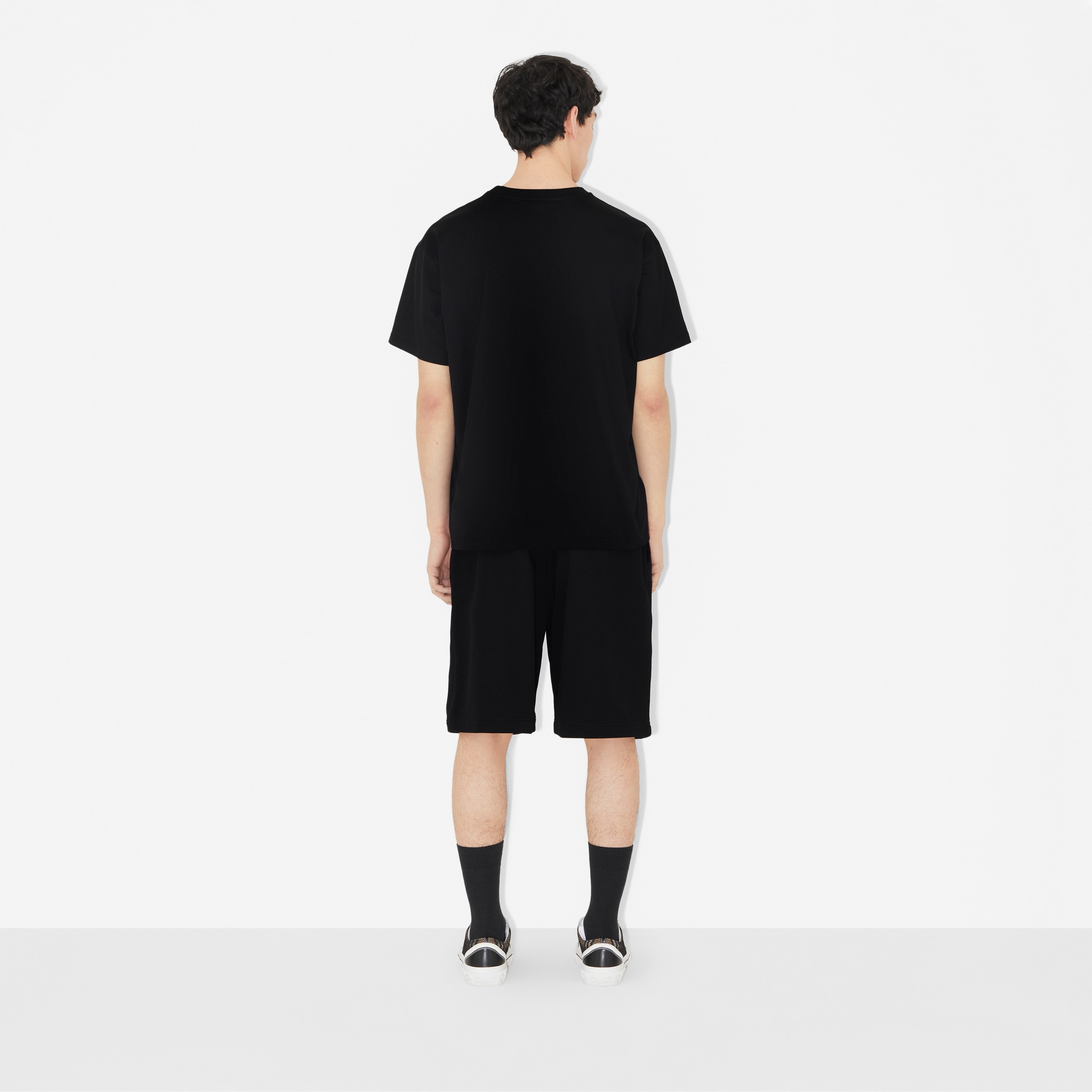 Embroidered Monogram EKD Cotton T-shirt in Black - Men | Burberry® Official - 4