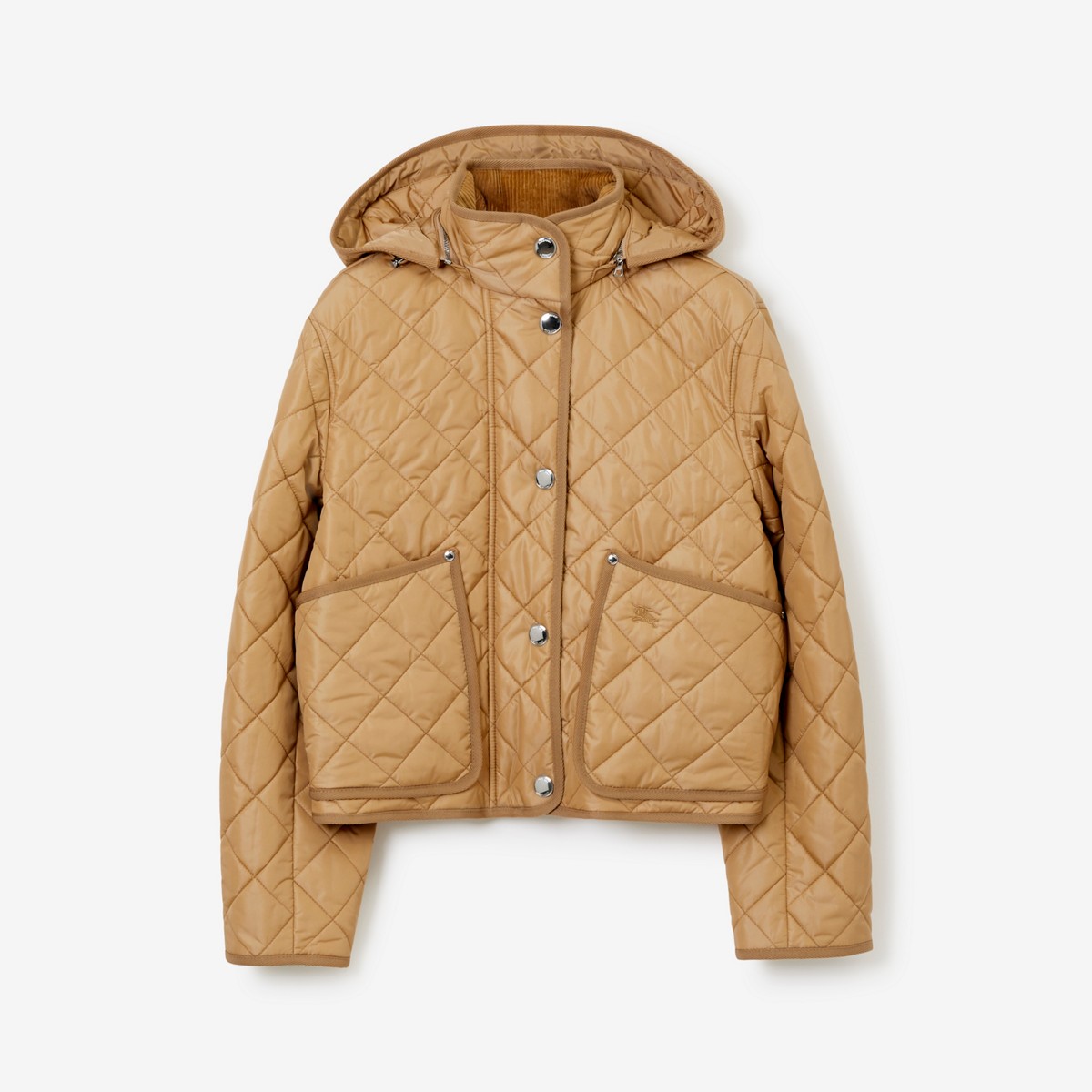 Shop Burberry Cropped Quilted Nylon Jacket In Archive Beige