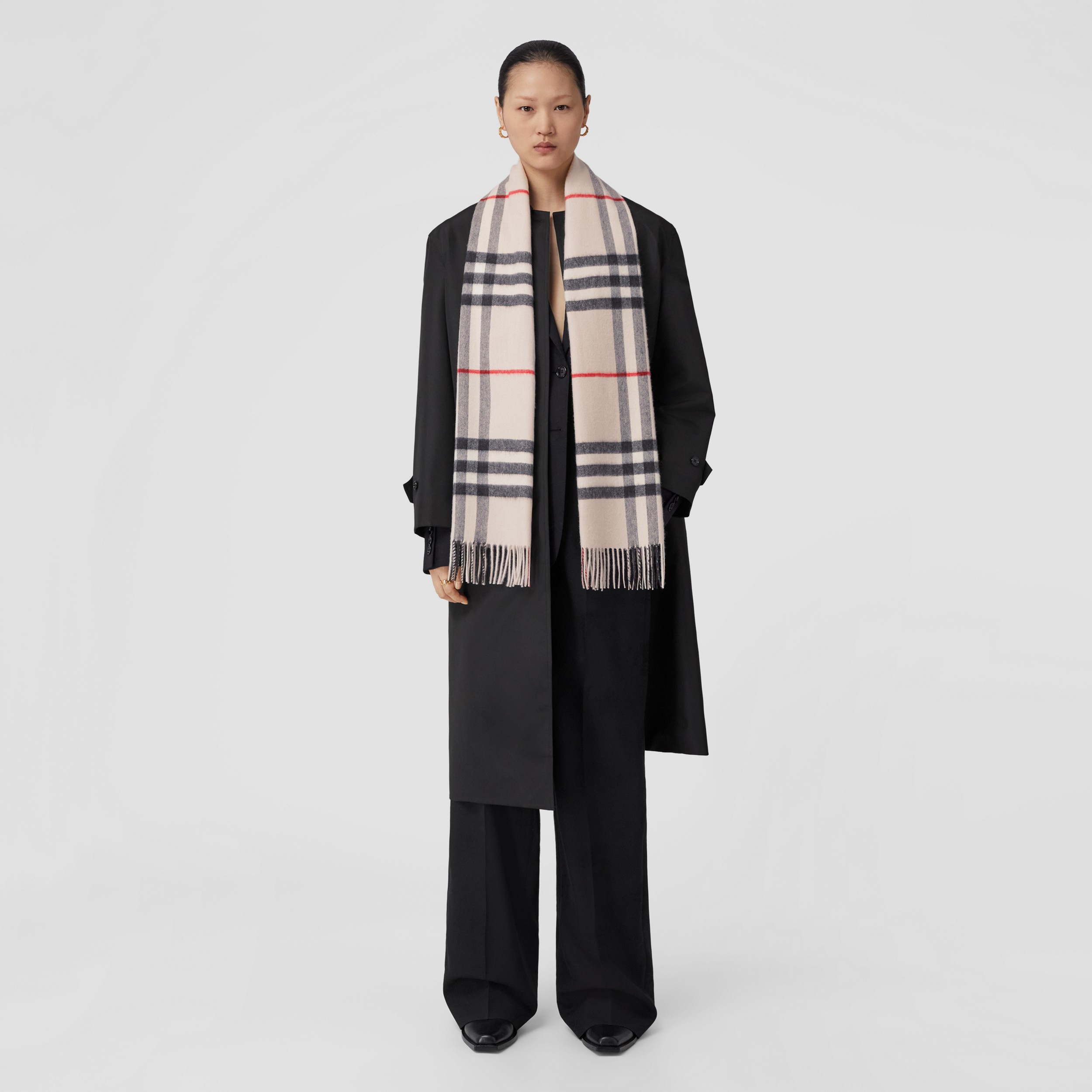 The Burberry Check Cashmere Scarf in Stone | Burberry® Official - 4