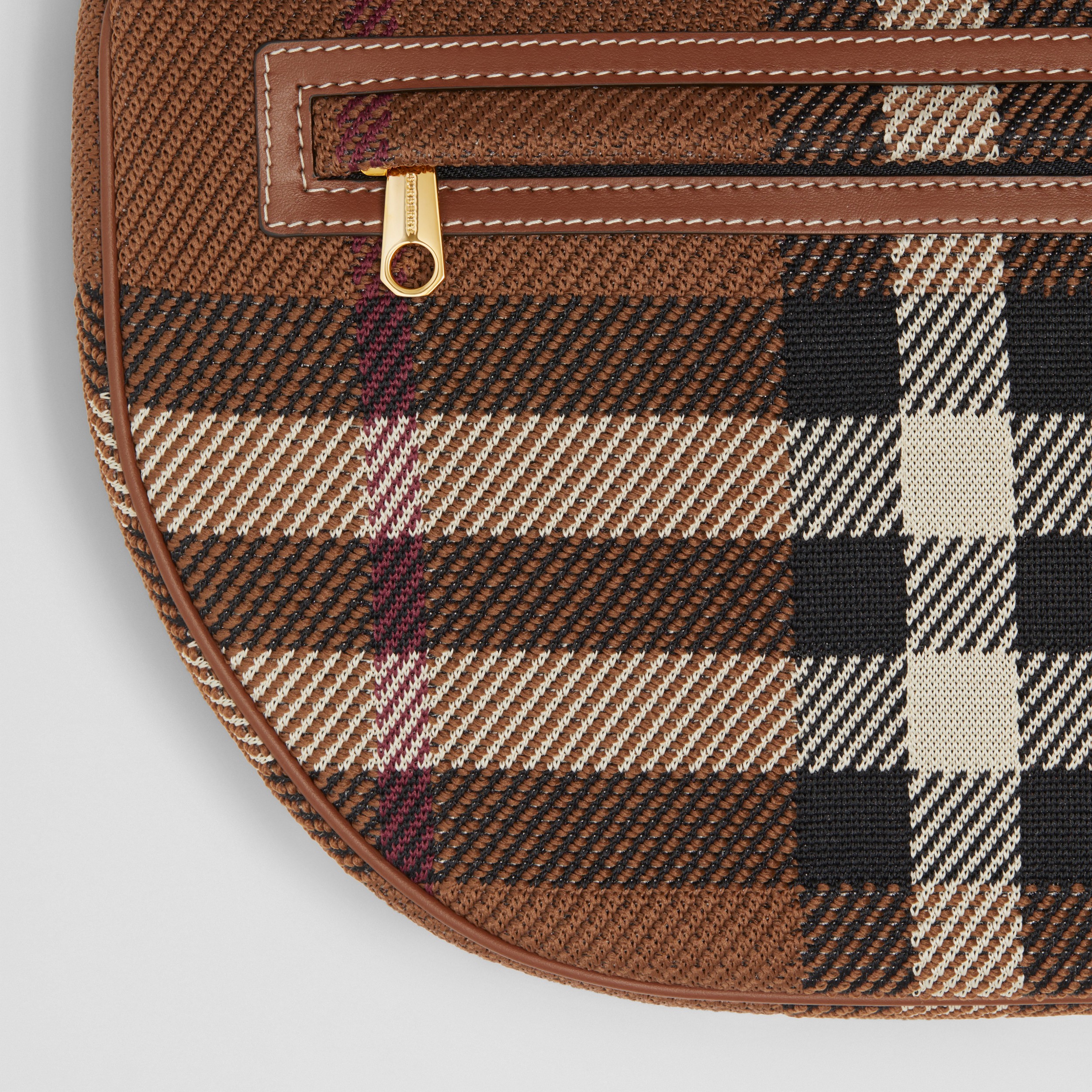 Knitted Check and Leather Large Olympia Pouch in Dark Birch Brown - Women | Burberry® Official - 2