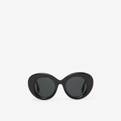 Monogram Motif Oversized Round Frame Lola Sunglasses in Black/black - Women  | Burberry® Official