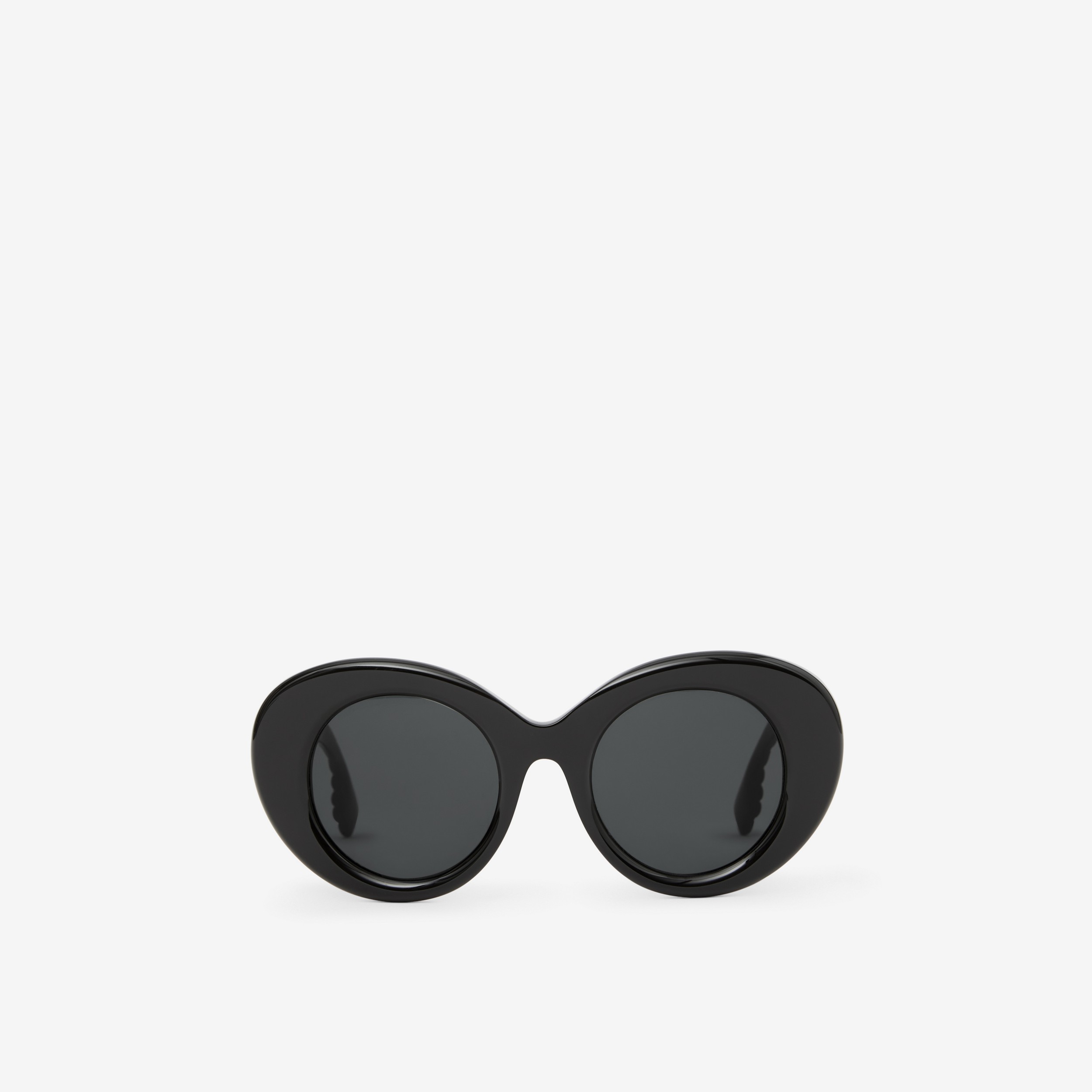 Óculos de sol Lola com armação redonda oversize e monograma (Preto/preto) - Mulheres | Burberry® oficial - 1