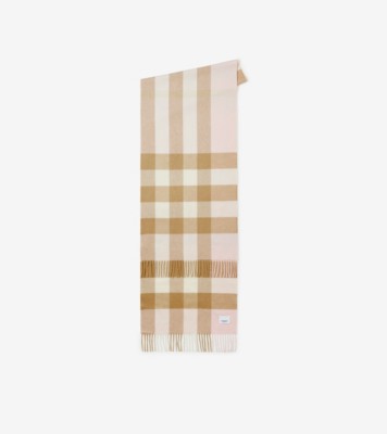 Contrast Check Cashmere Scarf in Archive Beige/birch Brown