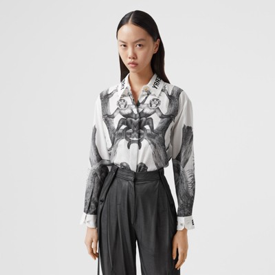 printed silk shirt womens