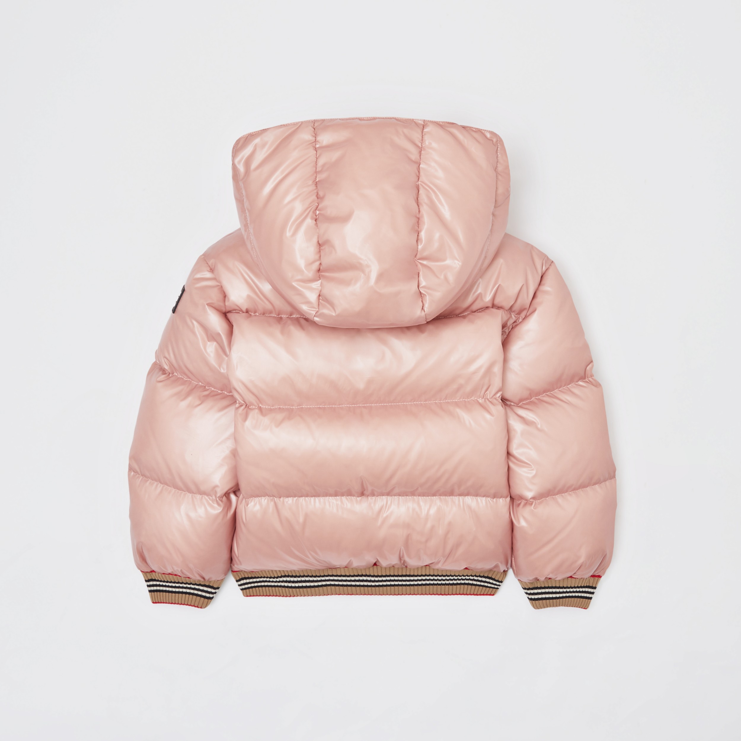 Icon Stripe Detail Hooded Puffer Jacket in Lavender Pink | Burberry ...