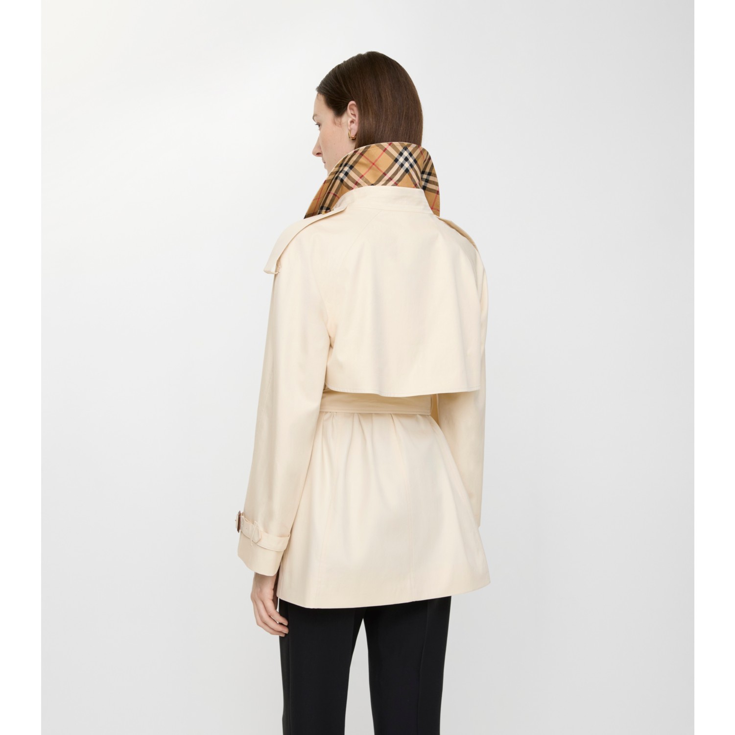Short Tropical Gabardine Fitzrovia Trench Coat in Stone beige - Women | Burberry® Official