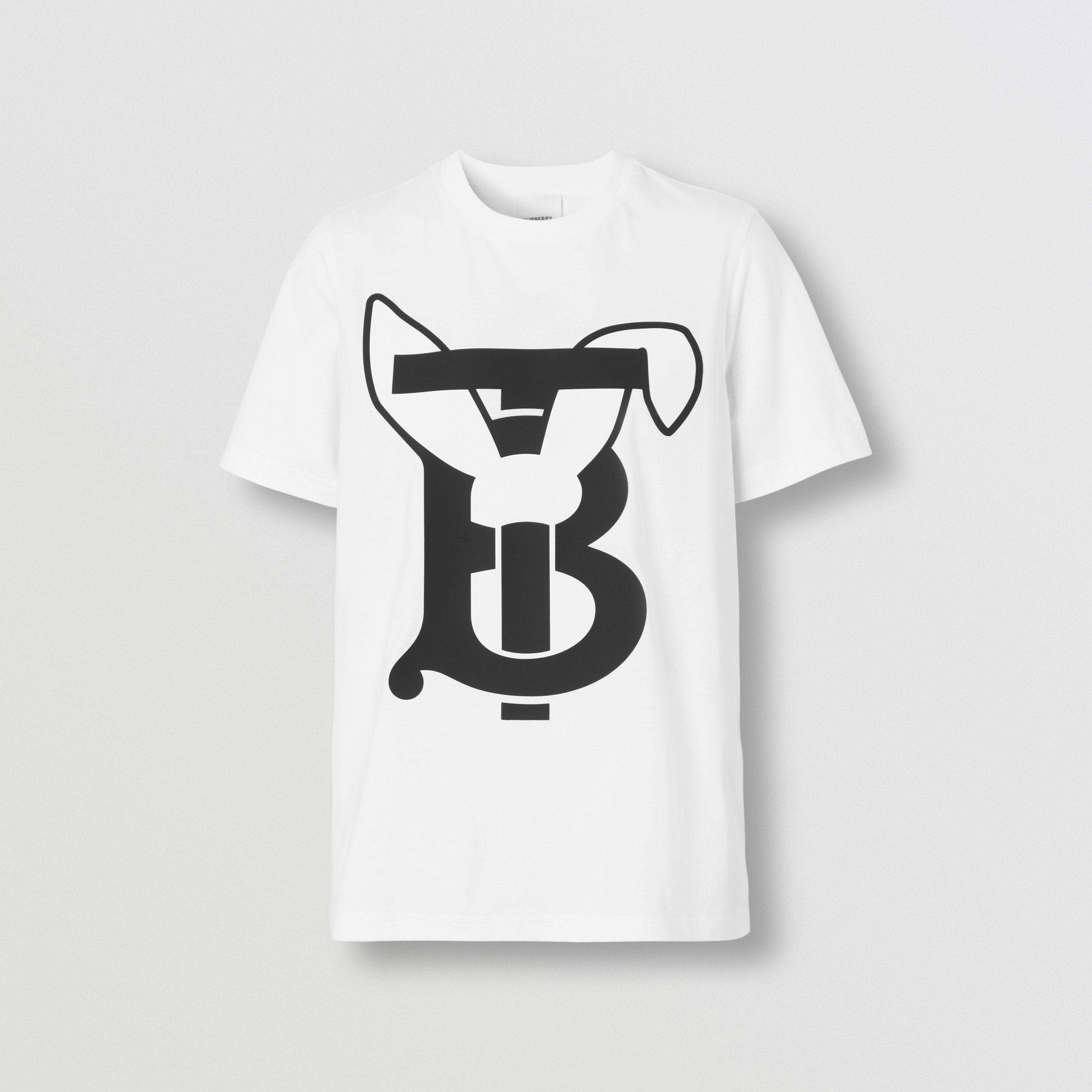 Rabbit Print Cotton T-shirt in White - Women | Burberry® Official - 4