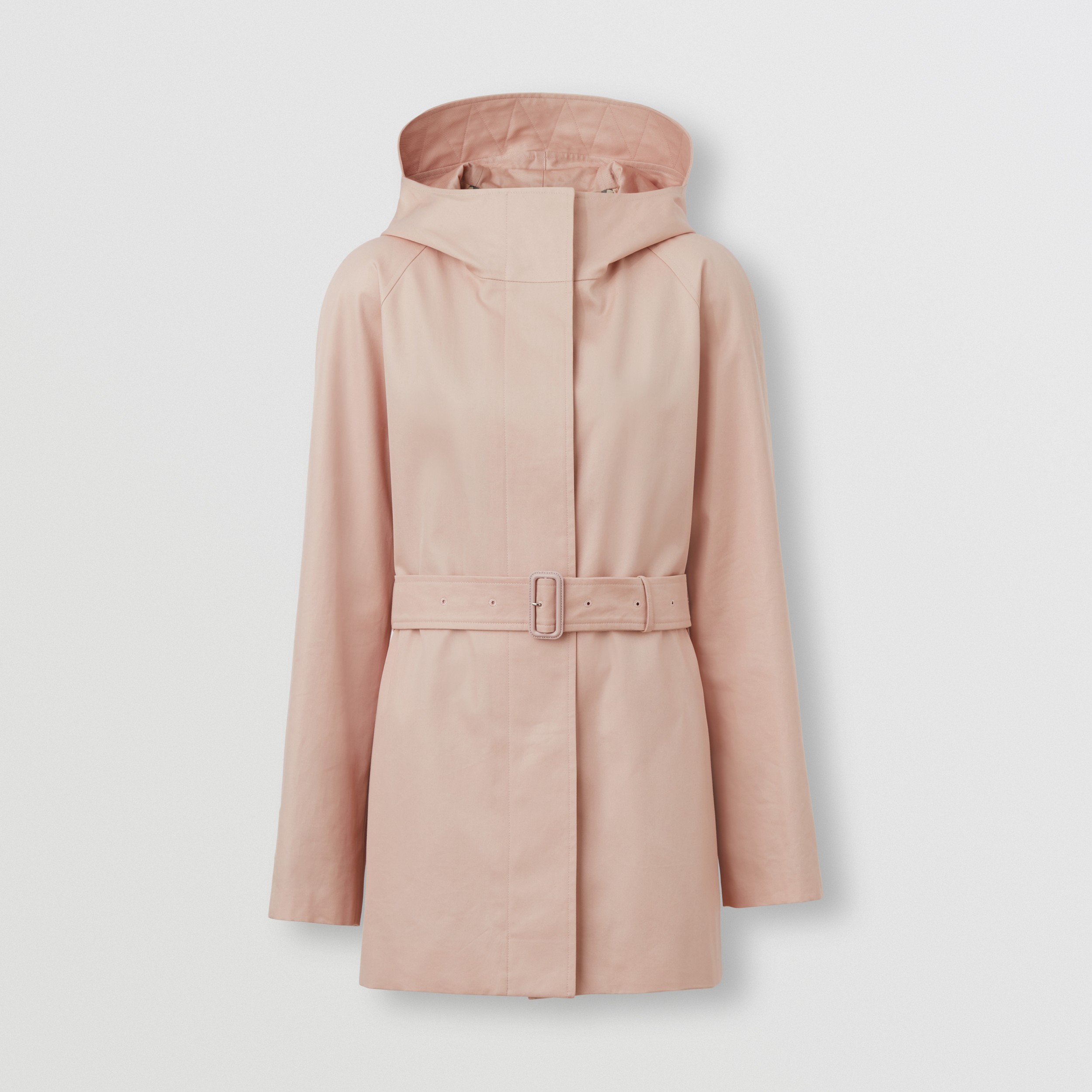 Car coat com capuz de gabardine de algodão (Bege Blush) - Mulheres | Burberry® oficial - 4