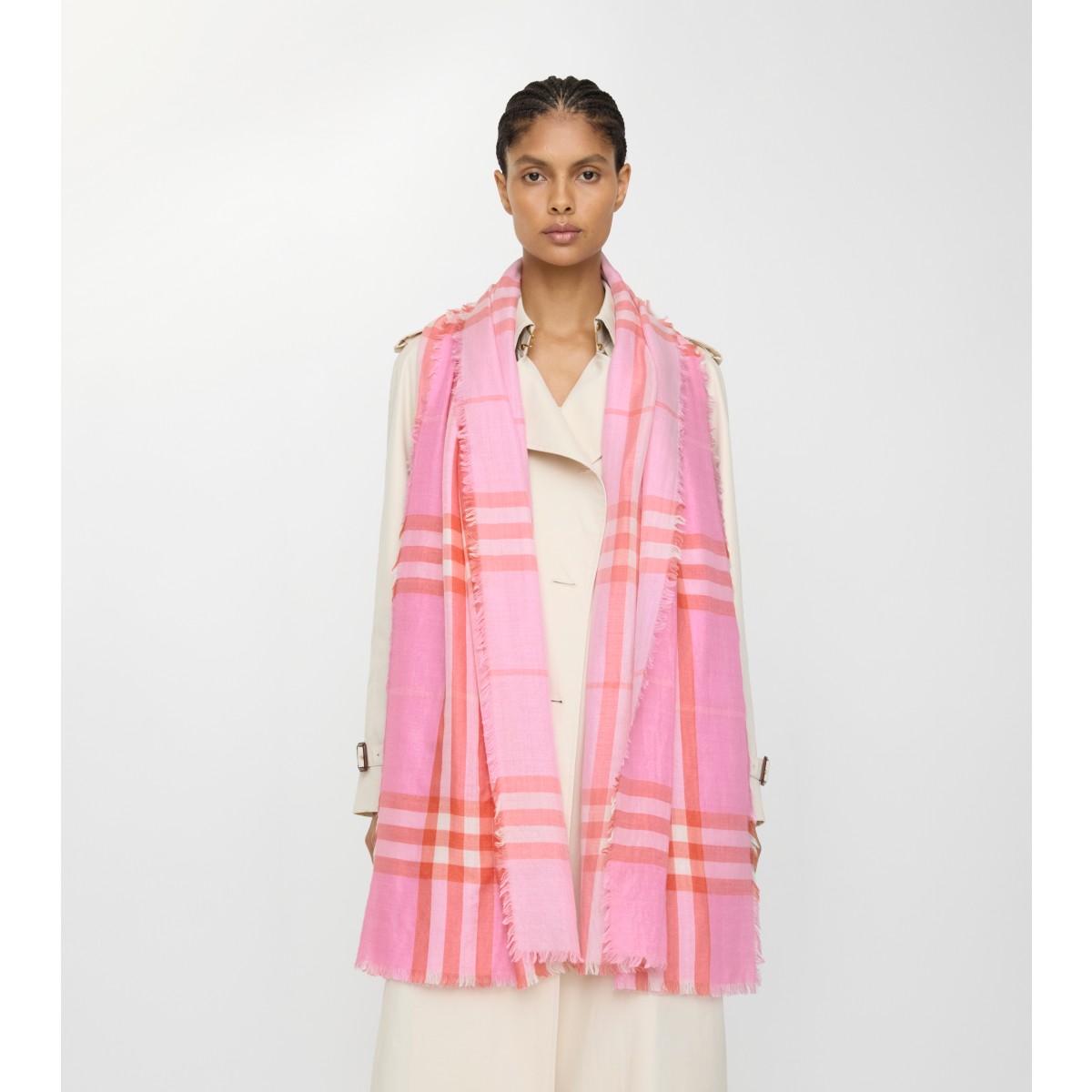  Check Reversible Wool Silk Scarf