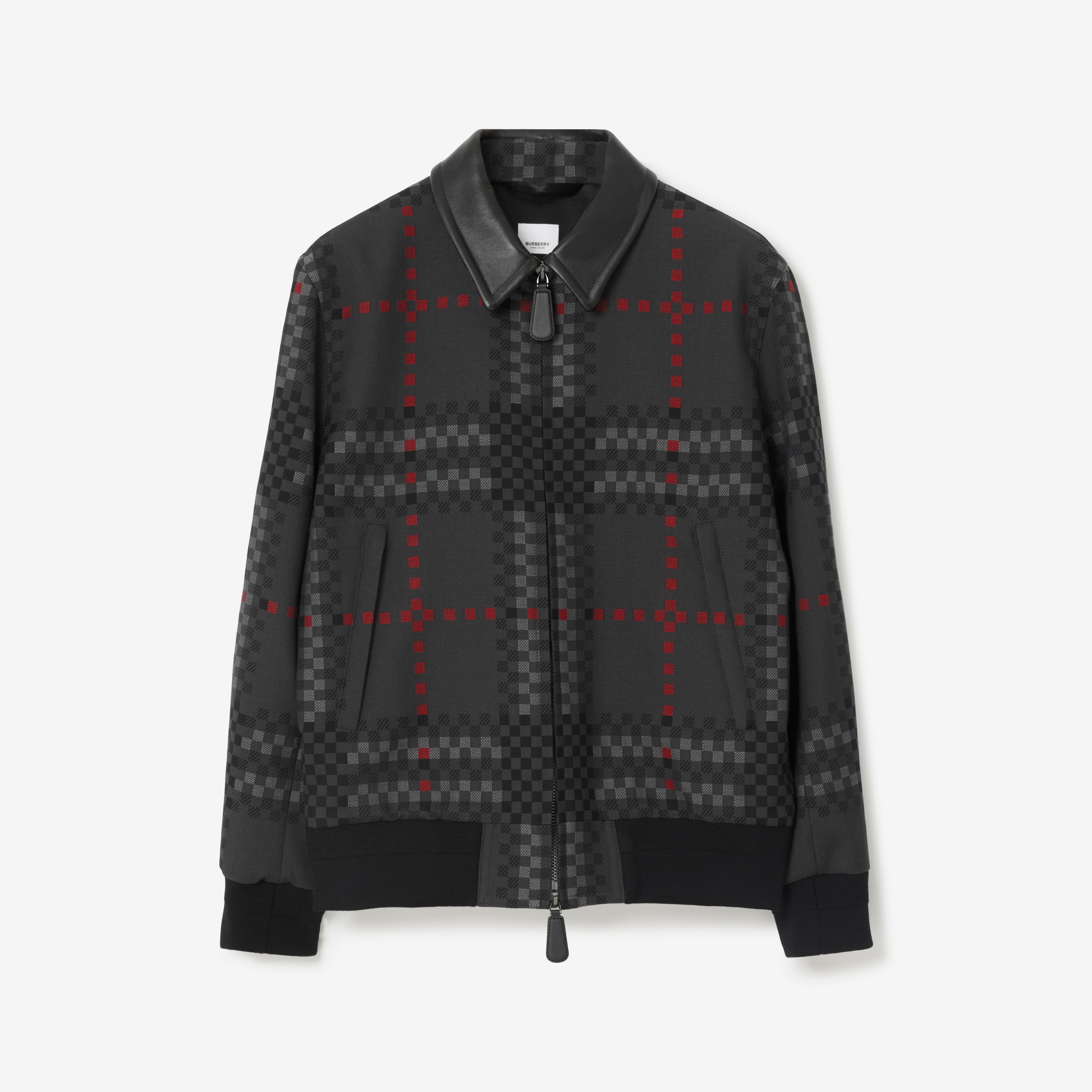 Harrington-Jacke aus Wollmischung in pixeliertem Check (Dunkles Sturmgrau)  - Herren | Burberry®