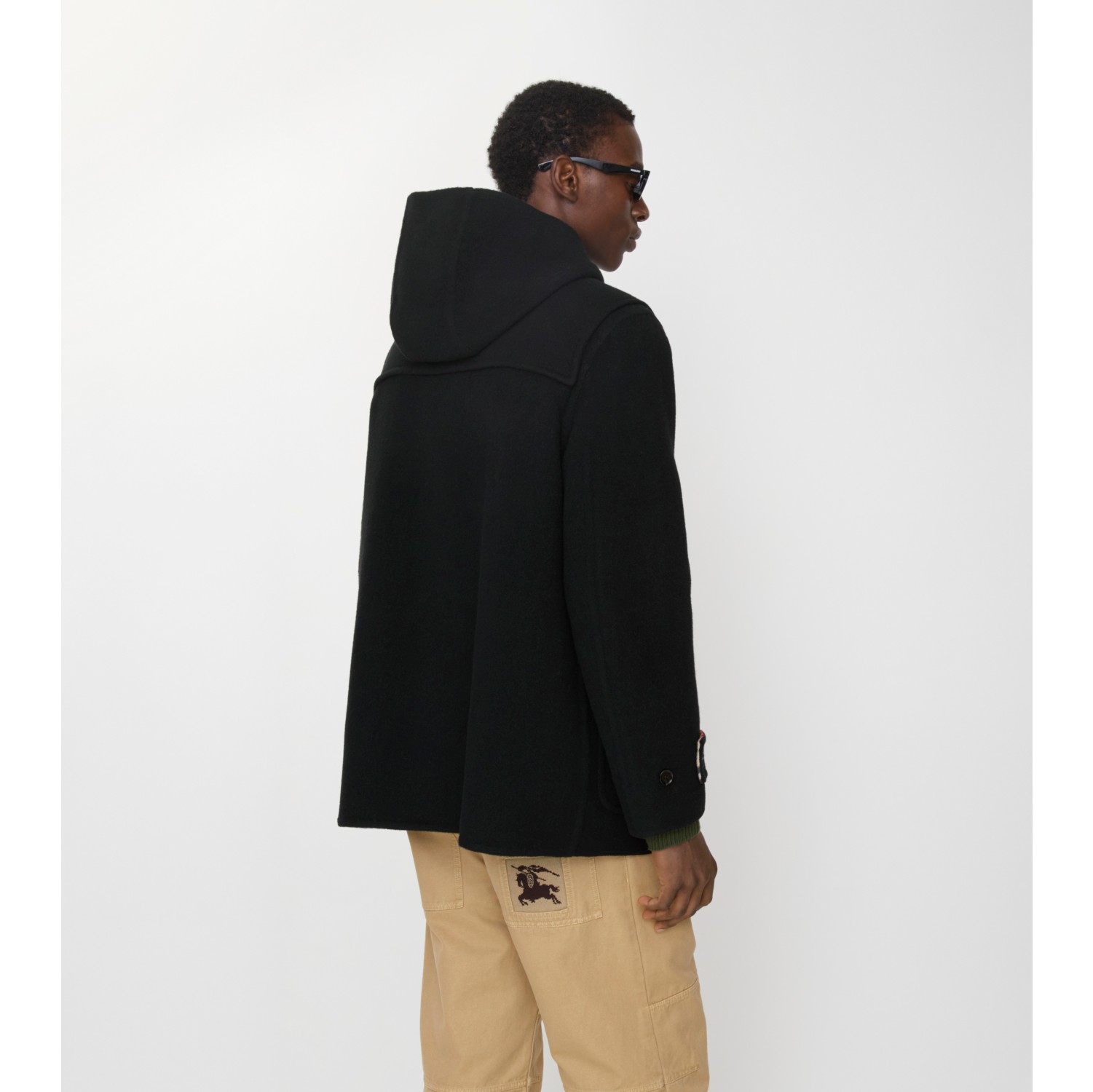 ショート ウール ハロゲート ダッフルコート (ブラック) - メンズ