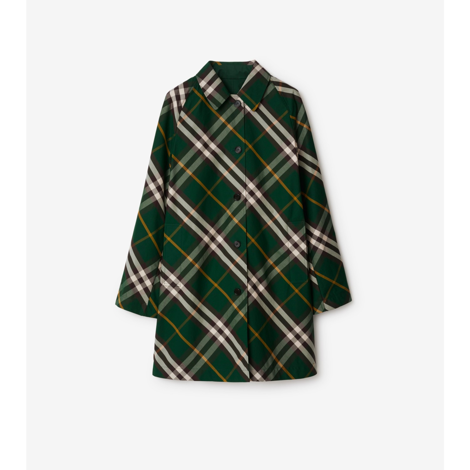 Mid-length Reversible Check Gabardine Car Coat